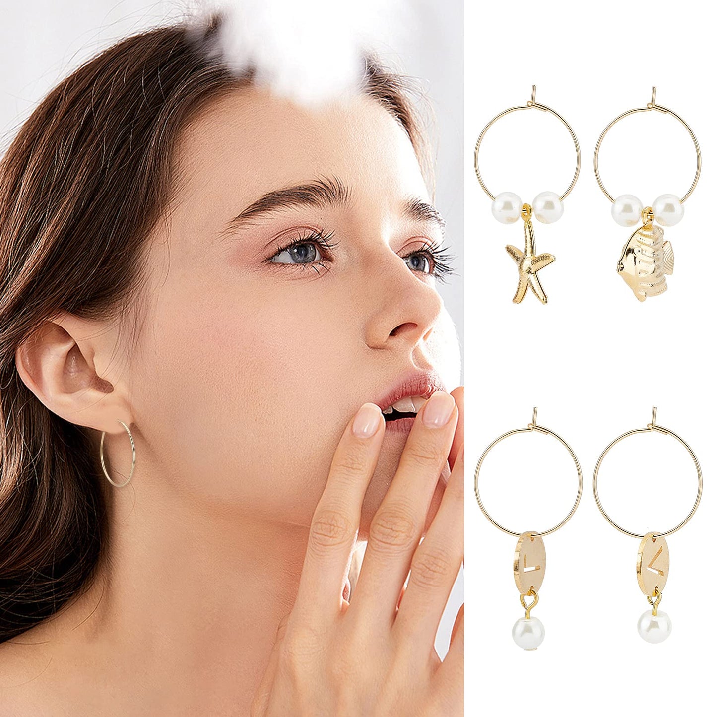 UNICRAFTALE 100pcs 20mm Hypoallergenic Stainless Steel Hoop Earring Golden Wine Glass Charm Rings 0.7mm Pin Earring Beading Hoop for Women Dangle Hoop Earrings Making