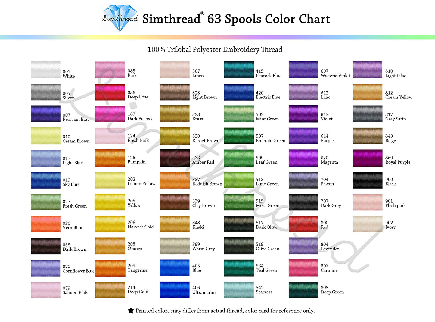 63 Colors Polyester Compatible with Brother Embroidery Machine Thread Kit 40 Weight Compatible with Brother Babylock Janome Singer Pfaff Husqvarna Bernina Embroidery Sewing Machines 550Y