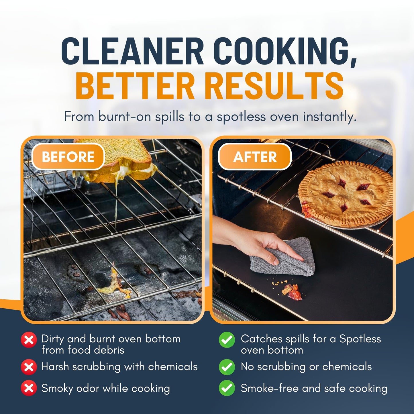 Oven Liners for Bottom of Oven - 3 Pack Large Heavy Duty Mats, 16.25”x23” Non-Stick Reusable Liner for Electric, Gas, Toasters, Grills - BPA & PFOA Free Kitchen Accessory to Keep It Clean (Black)