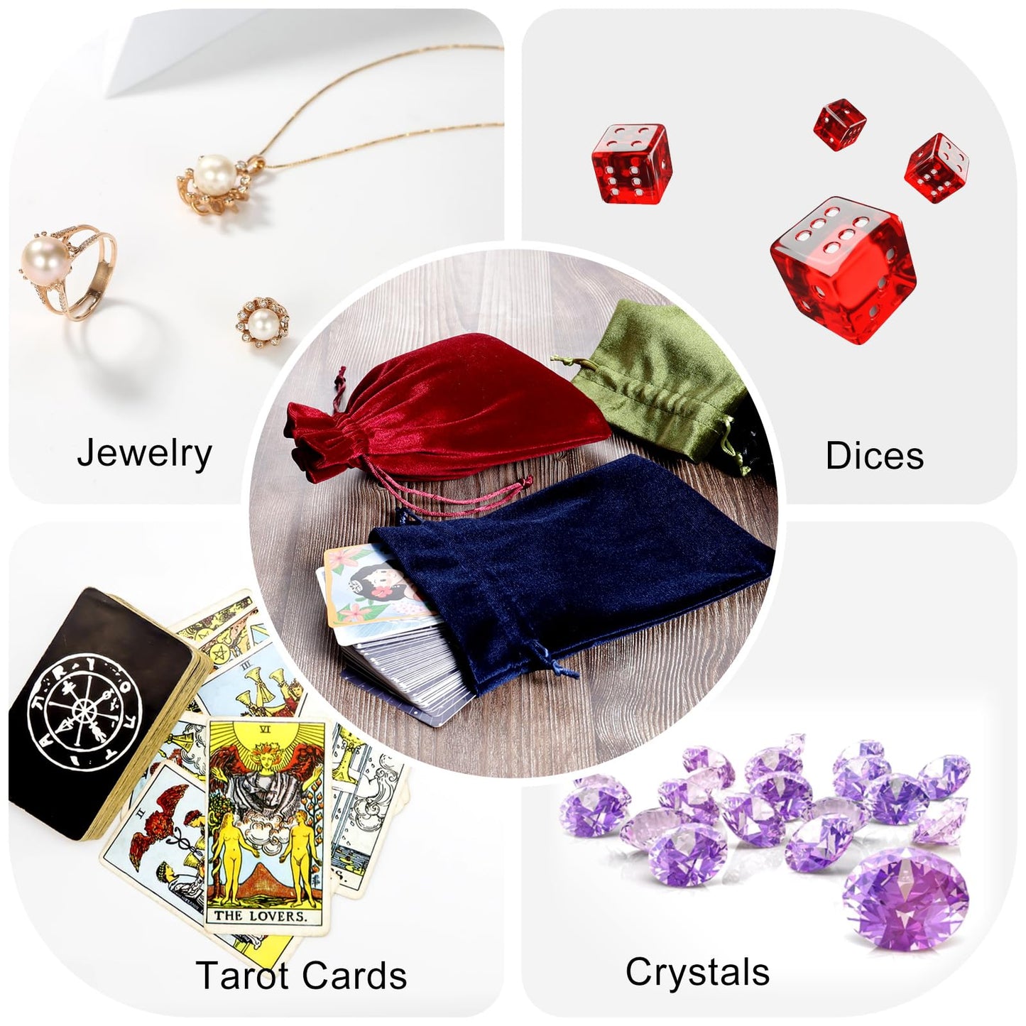 Soft Velvet Gift Bags, 5.5 x7.8inch Dice Storage Bag with Drawstring, Velvet Storage Bag for Tarot Card Holder Bag Jewelry Pouch Enthusiasts Hand Gift Bags
