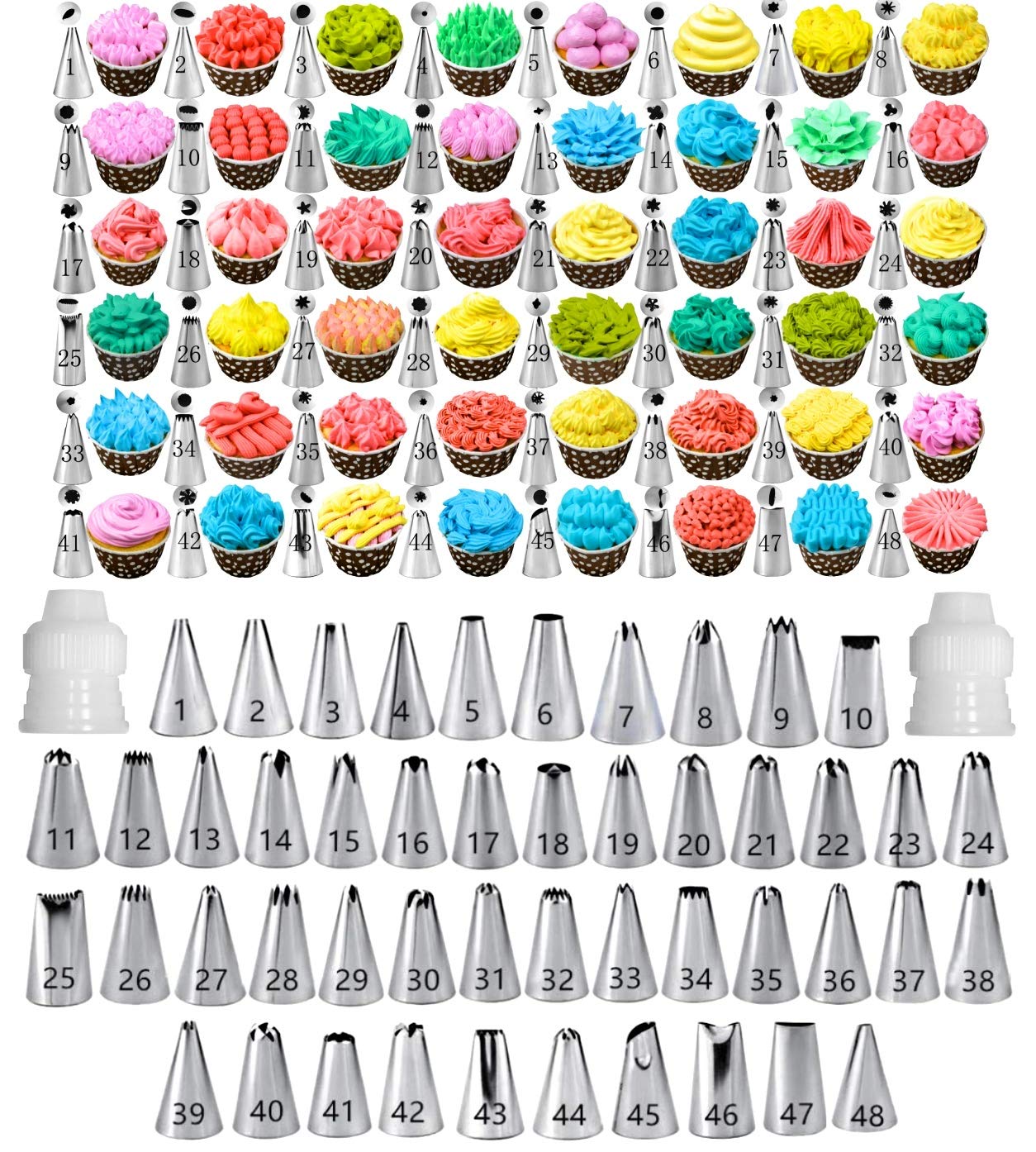 Cake Decorating Tips and Icing Piping Tips Coupler With 48pcs Piping Tips Instructions