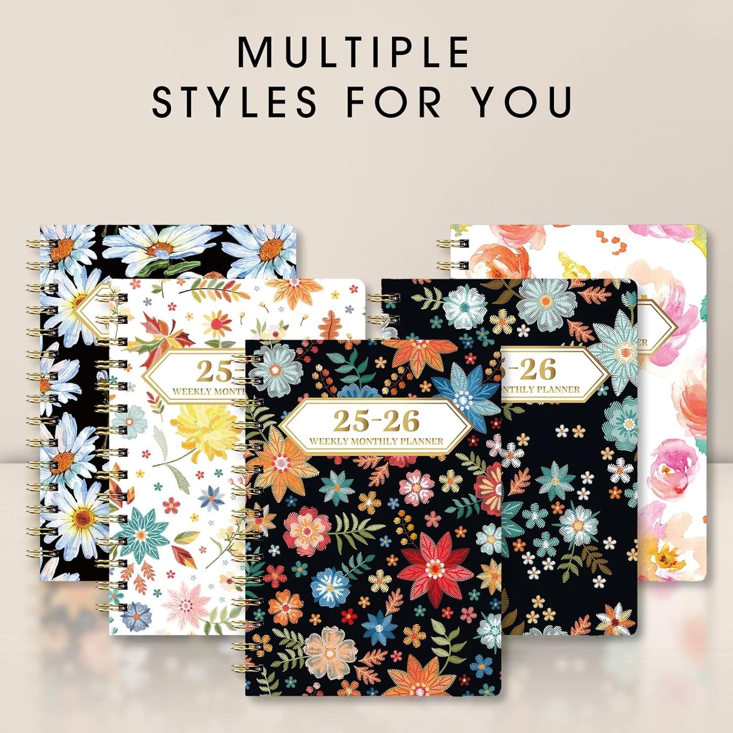 2025-2026 Planner, 12-Month Daily Weekly Monthly Planner from JUL.2025 to JUN.2026, 8.4" X 6", Spiral Notebook with Stickers, Elastic Closure, Inner Pocket for Office School Supplies