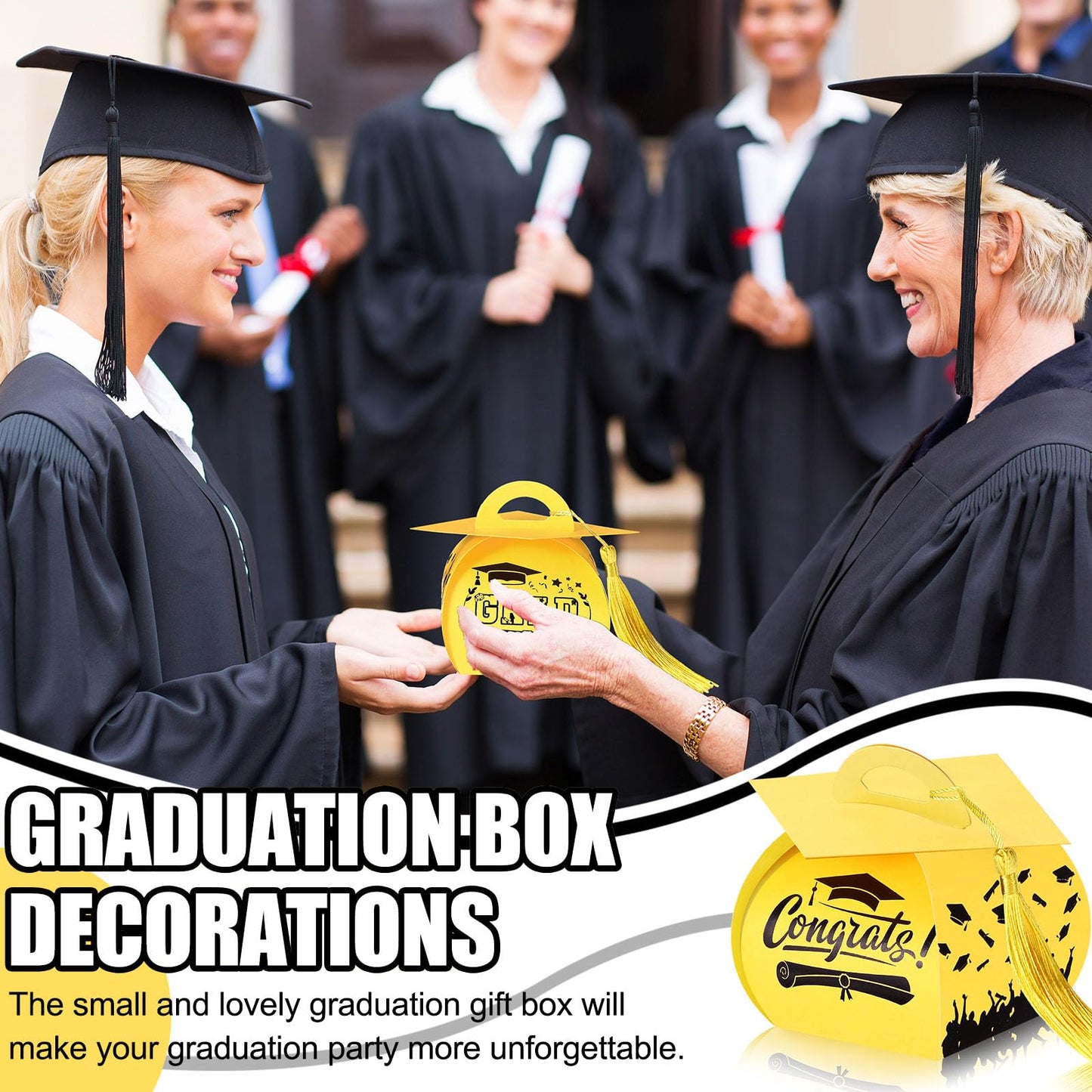 TaoBary 30 Pcs Graduation Cap Gift Boxes Graduation Decorations Class of 2026 Candy Box with Tassel for 2026 Grad Party Favors Supplies(Gold, Black)