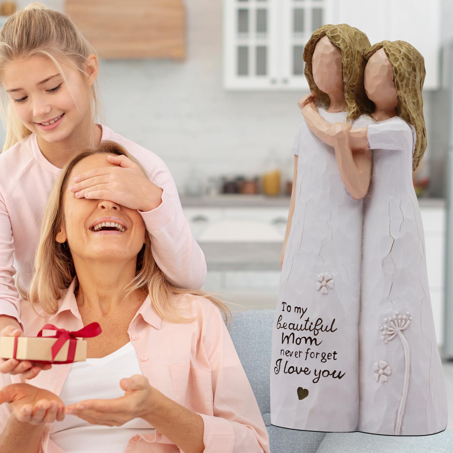 AcowSpt Mom Birthday Gifts from Daughter, Birthday Gift for Mom from Daughter, Valentines Day Gifts for Moms, Sculpted Hand-Painted Figurine