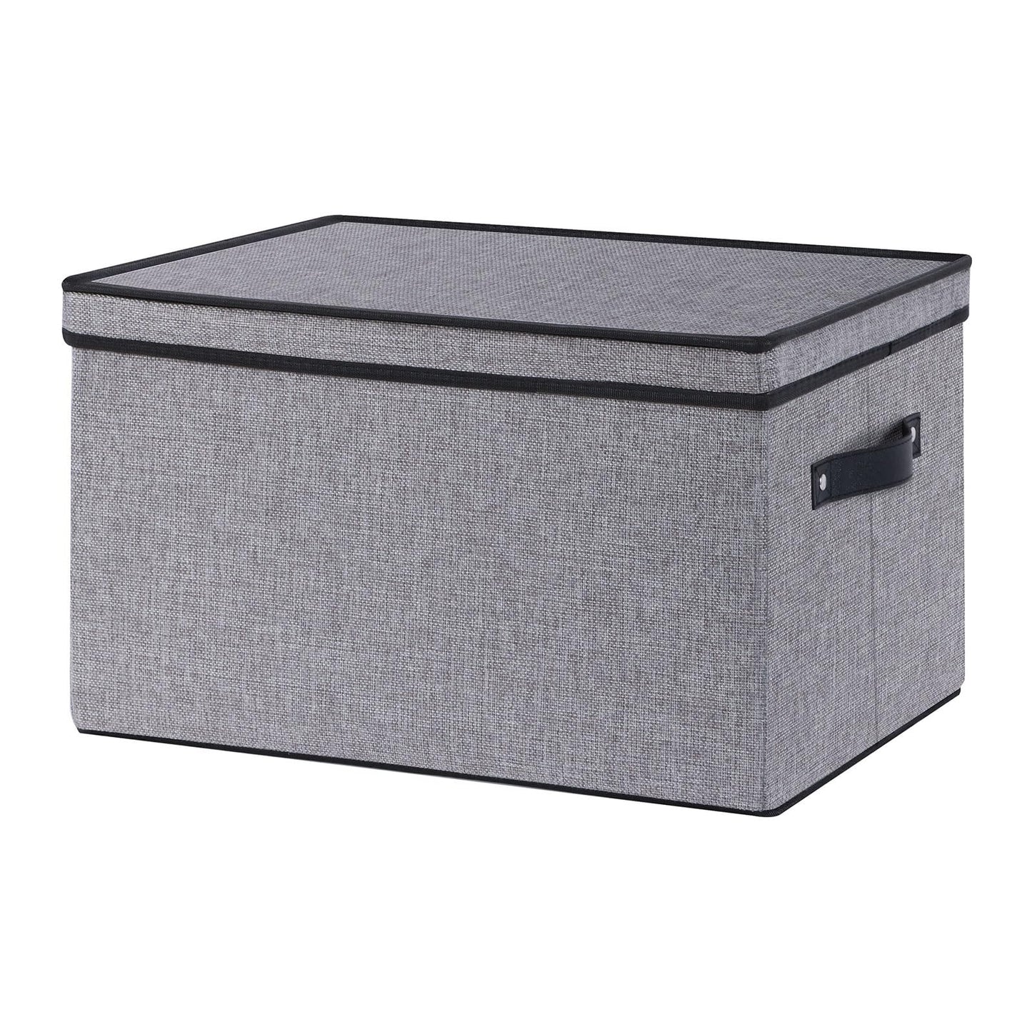 YheenLf Fabric Storage boxes,Storage Baskets for Shelves with Lids, Fabric Storage Bins with Handles, Decorative Linen Closet Organizers Boxes,Small, Gray, 1-Pack