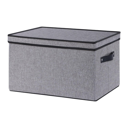 YheenLf Fabric Storage boxes,Storage Baskets for Shelves with Lids, Fabric Storage Bins with Handles, Decorative Linen Closet Organizers Boxes,Small, Gray, 1-Pack