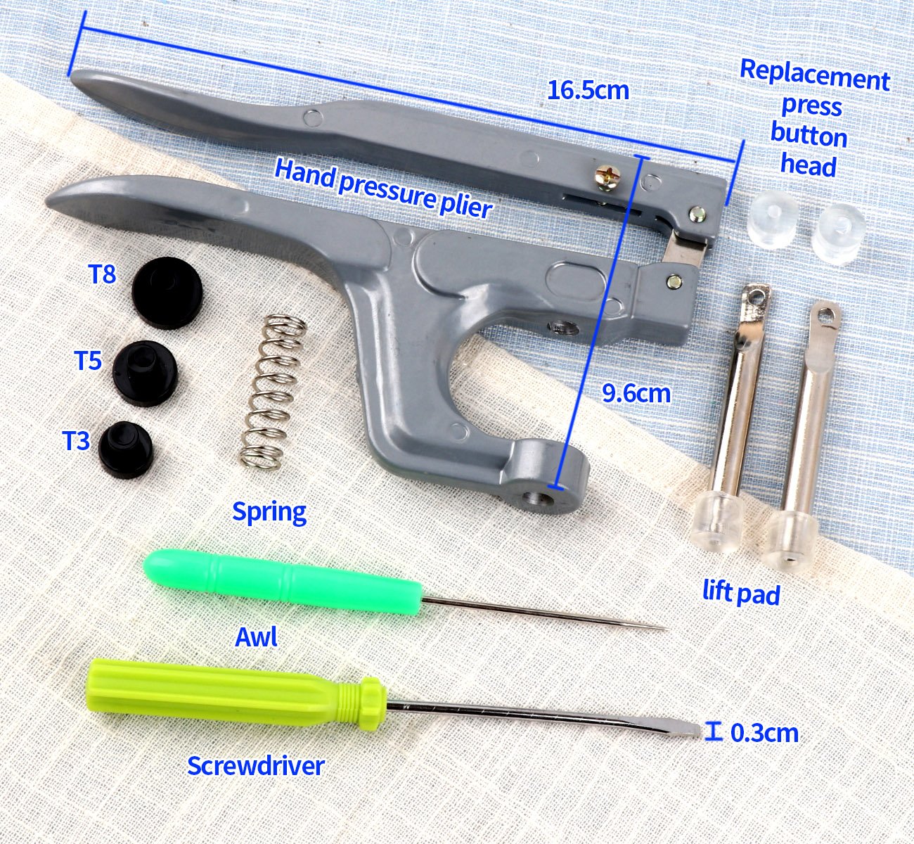 400 Sets Snap Buttons with Snap Pliers T5 Plastic Snaps No-Sew Buttons Fastener Setter for Clothing Diapers Bibs Rain Coat Crafting