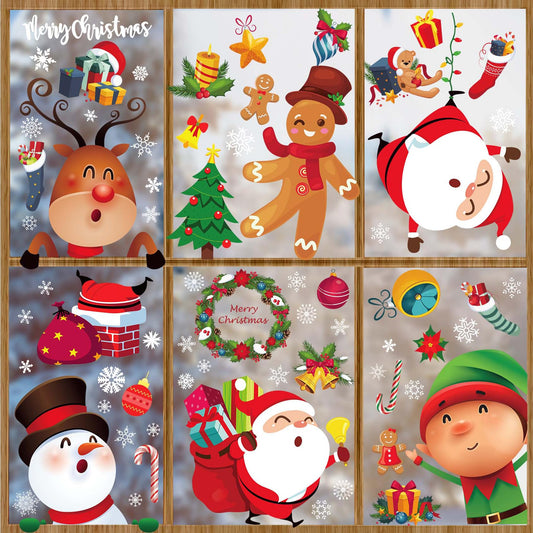 Christmas Decoartions, Christmas Window Clings Xmas Window Stickers Santa Claus Reindeer Deals for Home Indoor Decor Winter Holiday Party Supplies