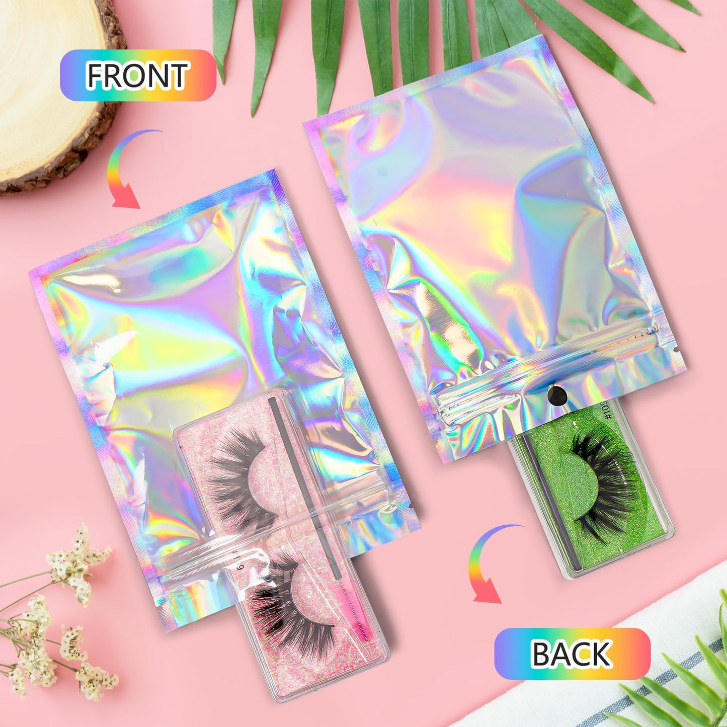 Funfery 100 pcs Mylar Holographic Bags Packaging Bags,Clear Resealable Bag Foil Pouch Bag for Party Favor,Goodies,Treat,Cards,Food Storage Baggies Packaging for Small Business(4x6in,Holographic)
