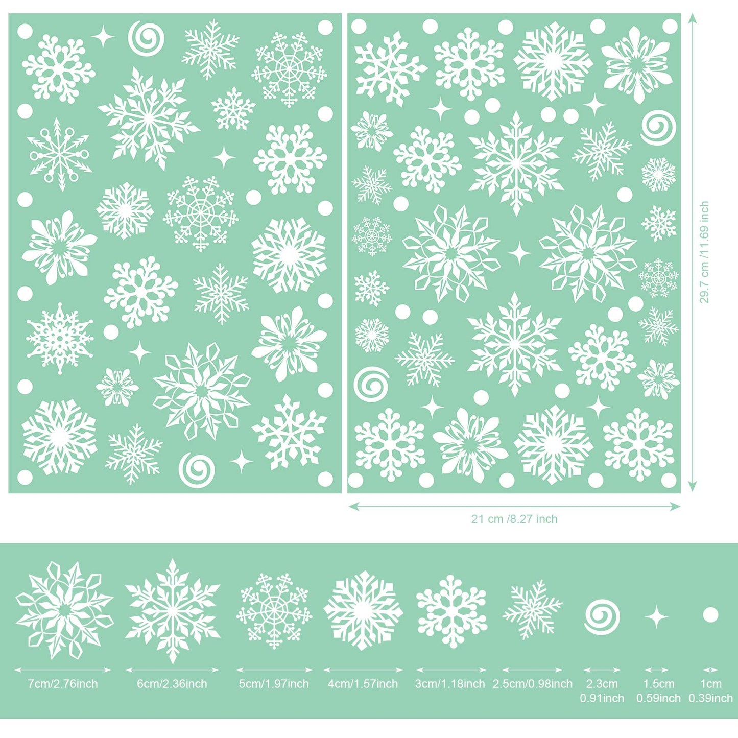 570 Pieces Snowflake Window Clings Winter Window Clings Christmas Snowflake Decal Stickers Decorations for Christmas Theme Party New Year Supplies, 12 Sheets(White)