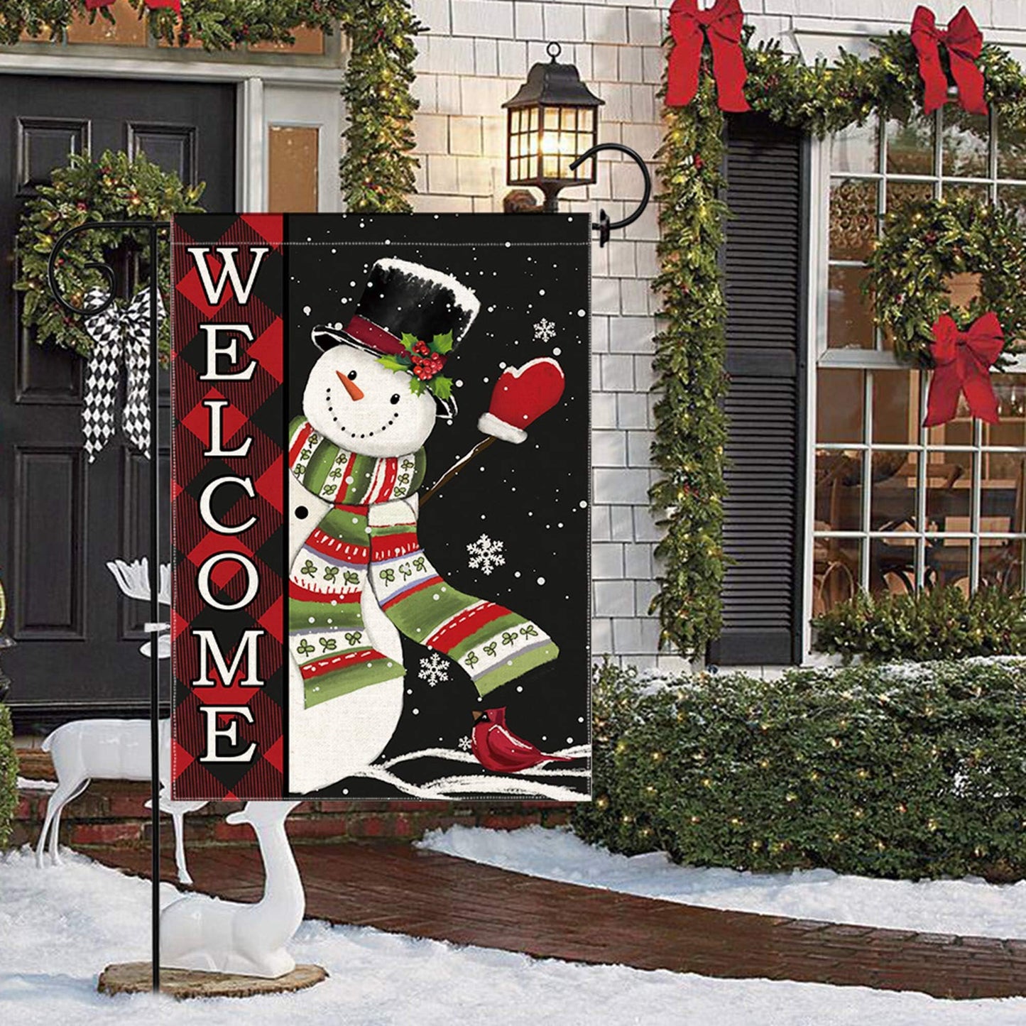 Hexagram Christmas Garden Flag, Christmas Flags 12 x 18 Double Sided, Winter Snowman Yard Flag Welcome for Outside Home Decor Outdoor