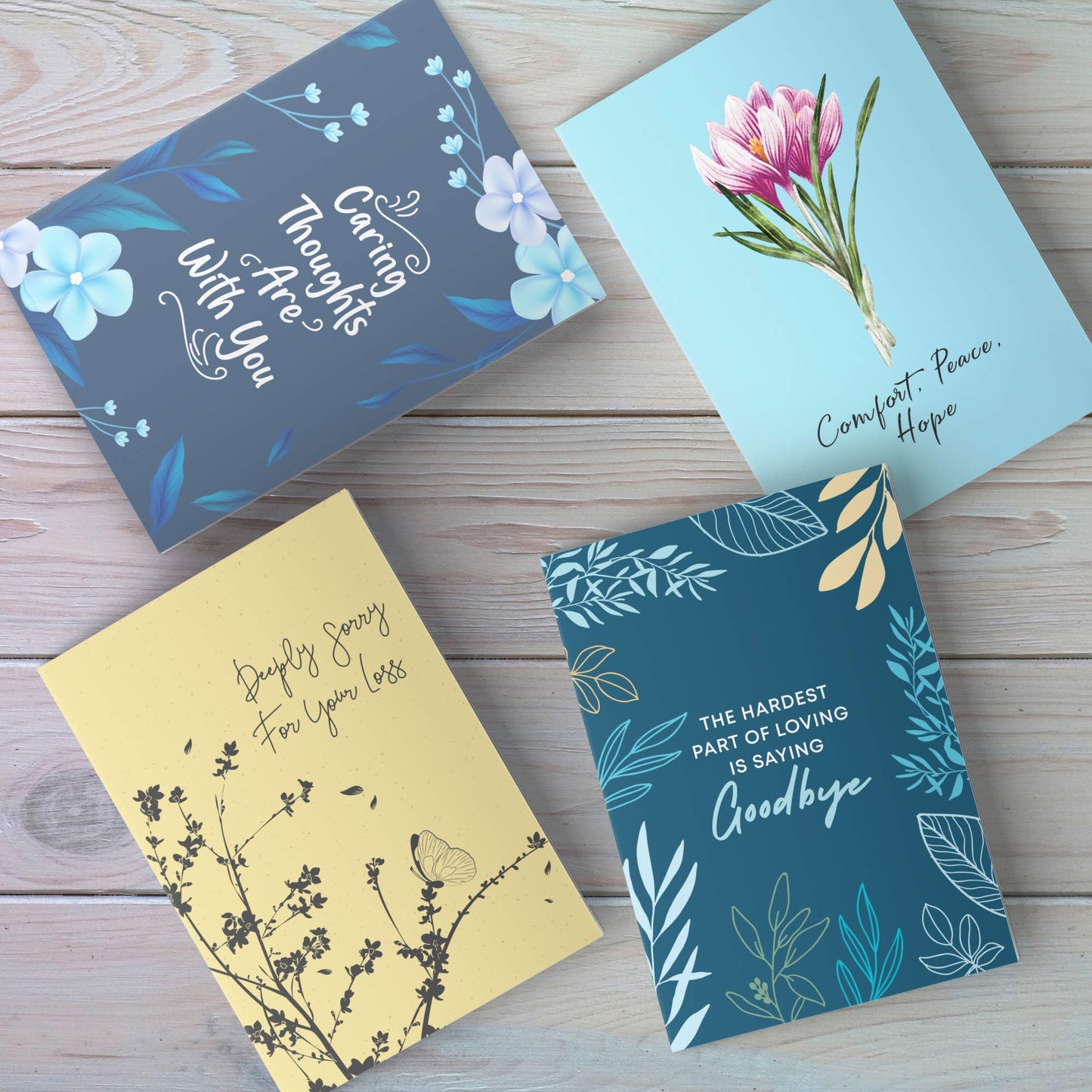 30 Unique Sympathy Cards With Greetings Inside. 30 Different, Large Greeting Cards With Envelopes and Matching Sealing Stickers. Includes Sturdy Storage Box.