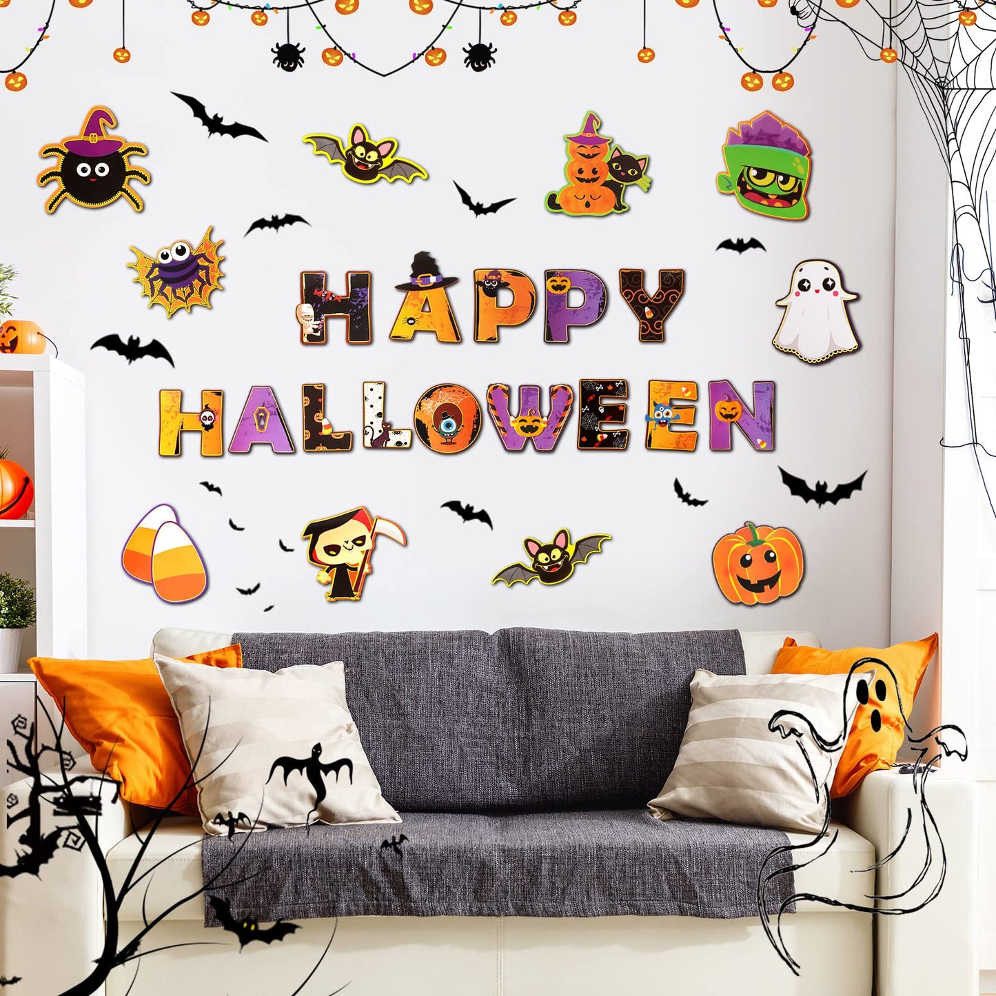 Marspark 68 Pieces Halloween Cutouts Halloween Classroom Bulletin Border Decoration Pumpkin Spider Cutouts Bat Cutouts Ghosts Cutouts