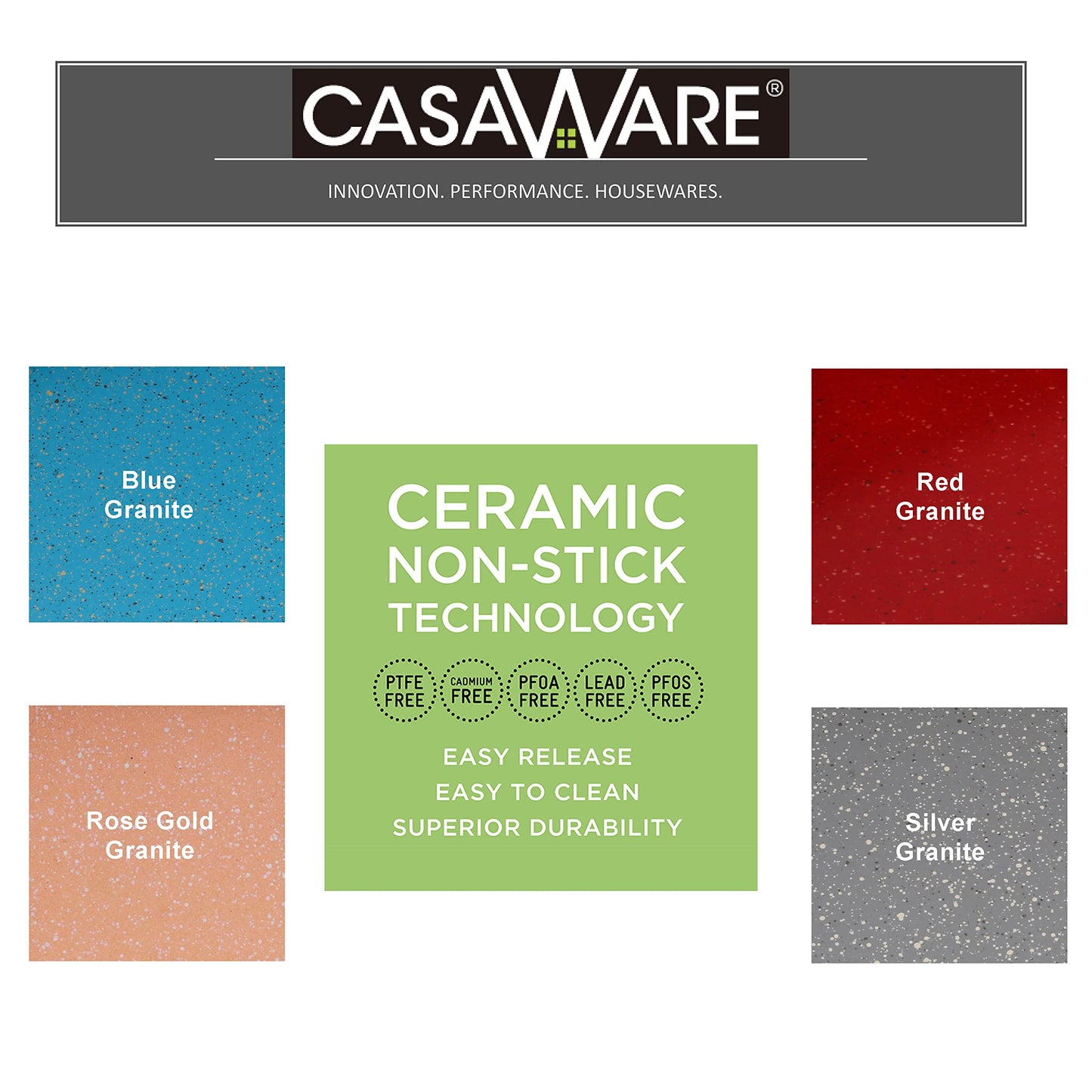 casaWare Ceramic Coated NonStick 12 Cup Muffin Pan (Blue Granite)