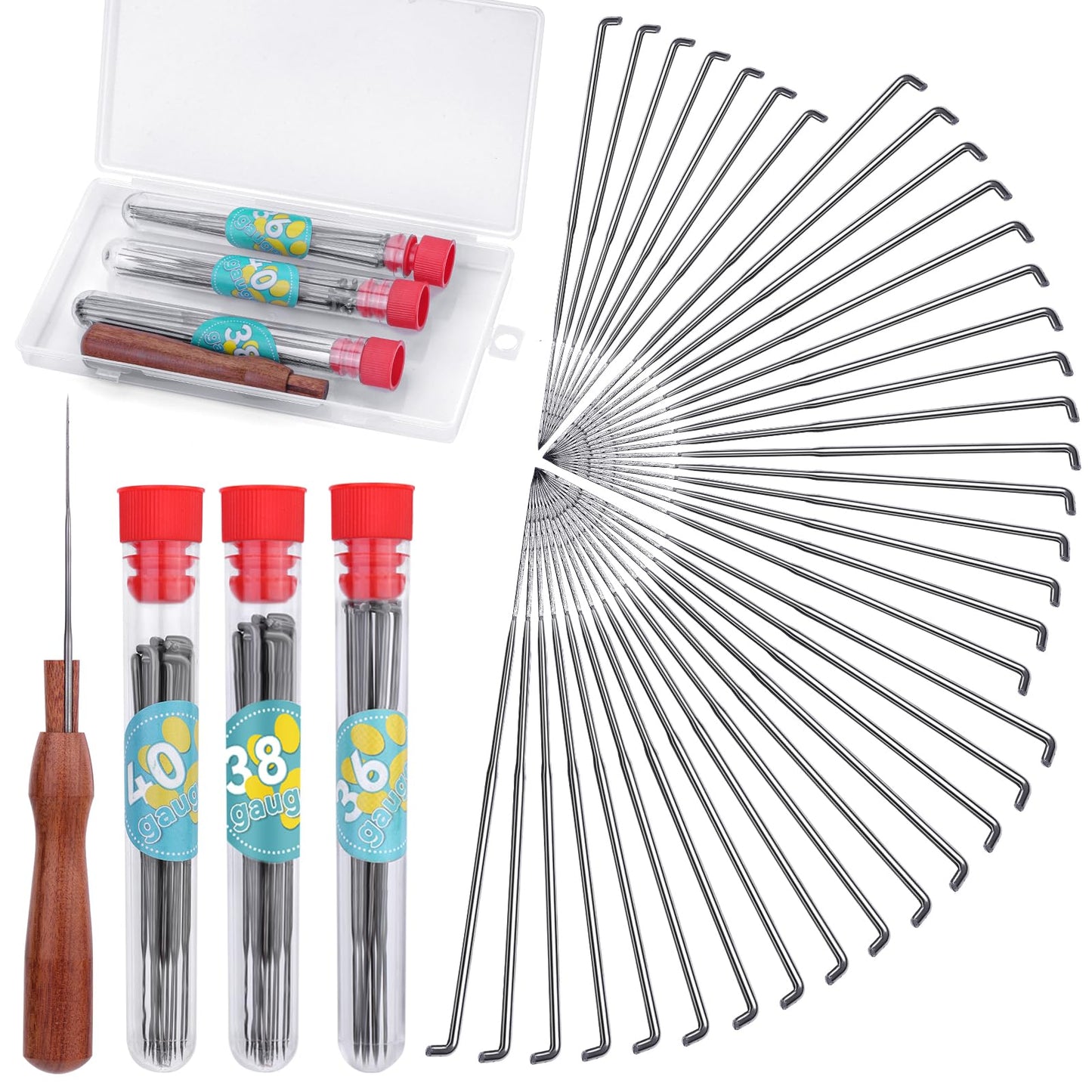Felting Needles, Needle Felting Tools, Needle Felting Kit Wool Felting Supplies with 40 Pcs Needle Felting Needles, Wooden Handle and Storage Box for Felting Wool Projects
