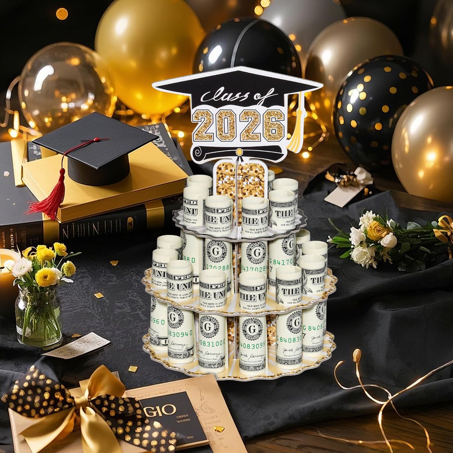 Crafterlife Graduation Money Holder for Cash Gift, 2026 Graduation Gifts Money Holder Leis Cash Cake for Congrats Class of 2026 Graduation Party Supplies (1 pcs)