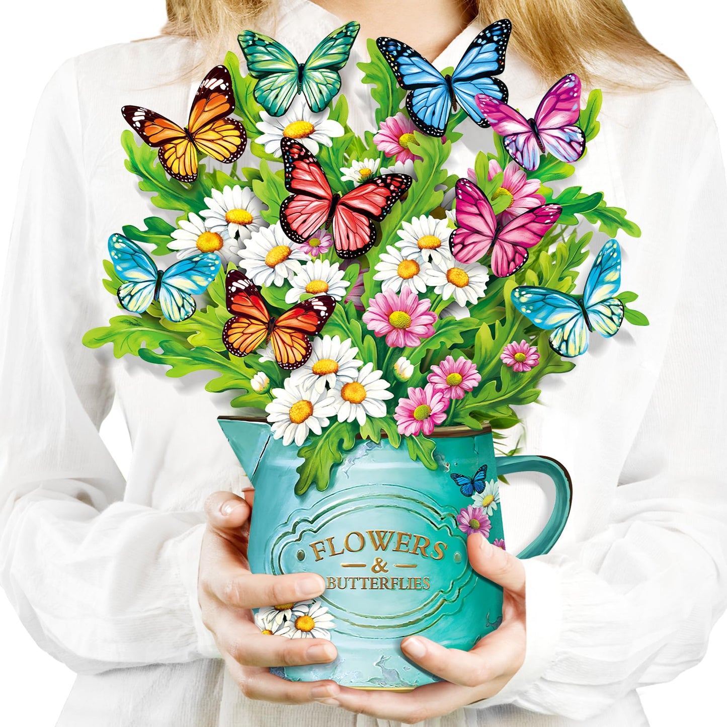 Airpark Mothers Day Gifts Card, 3D Pop Up Paper Flowers Bouquet 12’‘ with Note & Envelope, Birthday, Get Well, Teacher Appreciation Gifts, Greeting Cards for Women Mom Girls Friends, Daisies and Butterflies