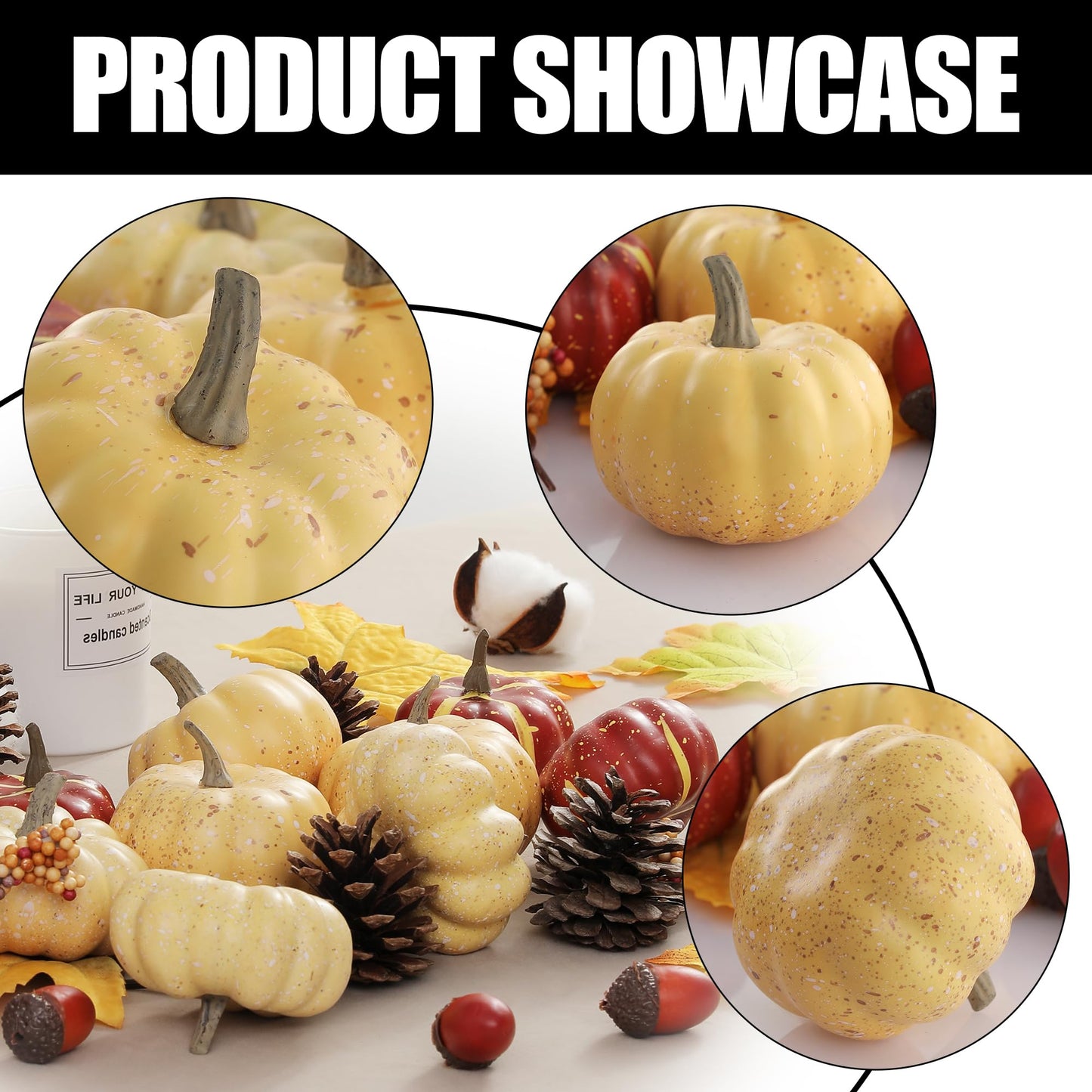 Artgar Pumpkin Decor Set, 23 PCS Fall Harvest Decorations Including Mini Pumpkins, Acorns, Pinecones, Berries, Maple Leaves for Home Table Wedding DIY Fall Halloween Thanksgiving Decor