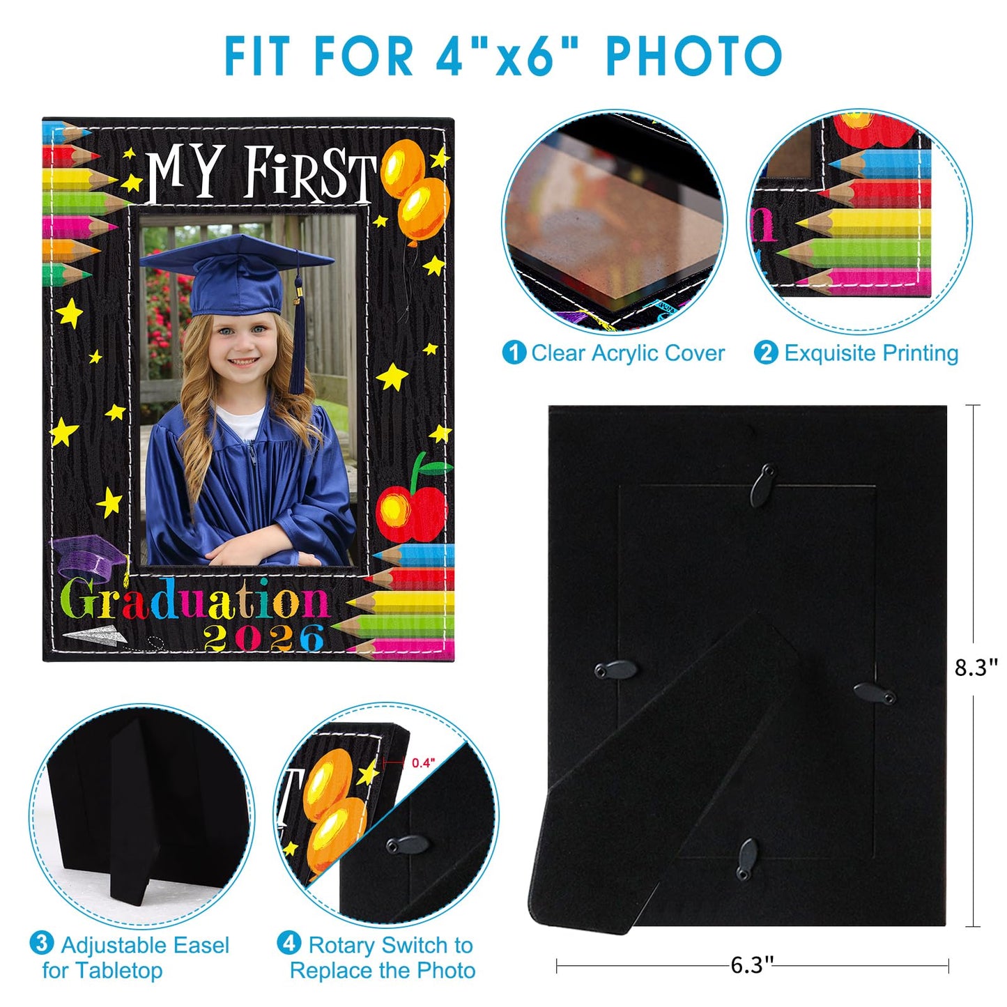 FaCraft Preschool Graduation Gift - 4"x6" Pre K Kindergarten Graduation Gifts 2026 Graduation Picture Frame My First Graduation Frame End of Year Gift for Kids Students Boys Girls Son Daughter