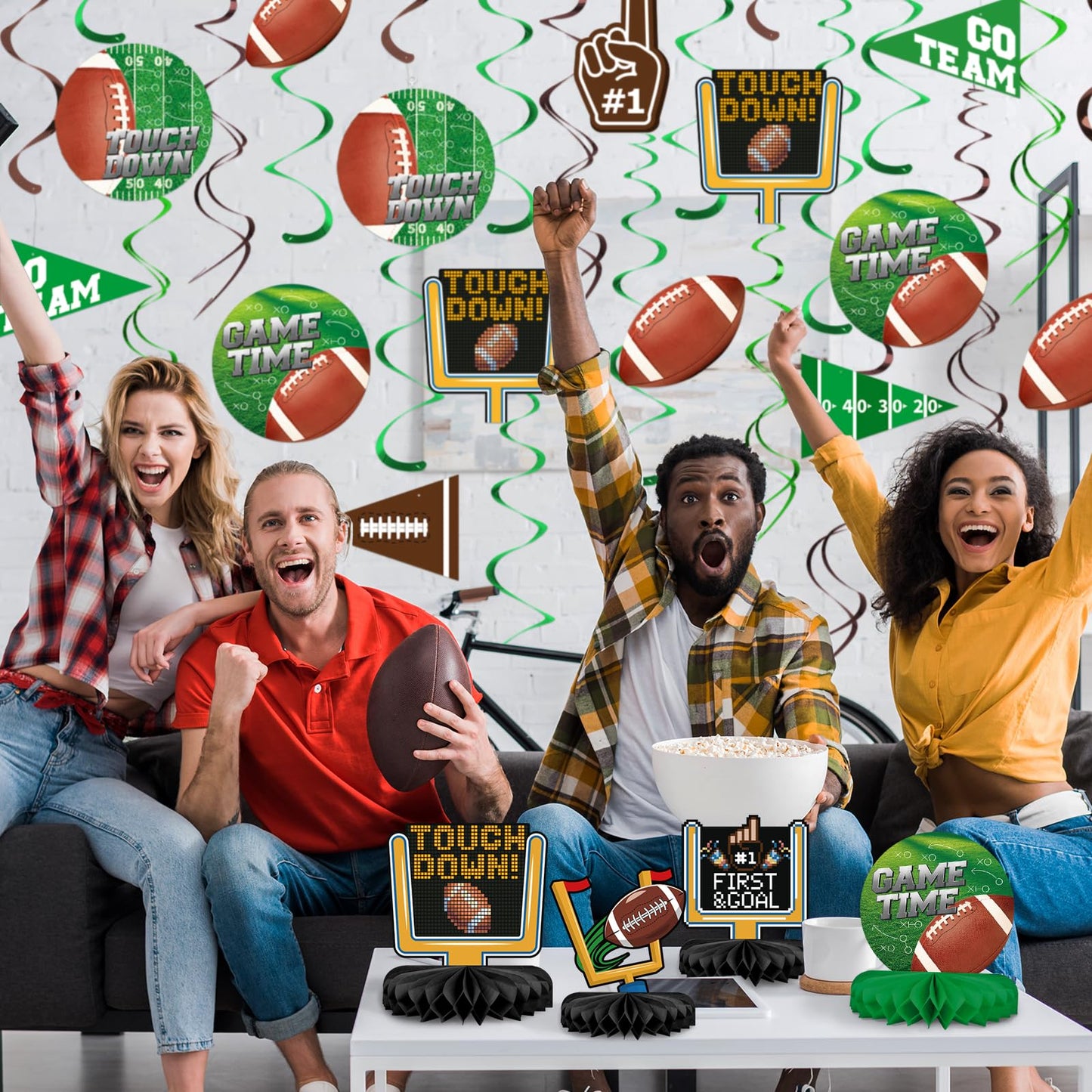 30 Pieces Football Party Decorations Football Hanging Swirl for Football Birthday Party Football Game Day Tailgate Party Supplies