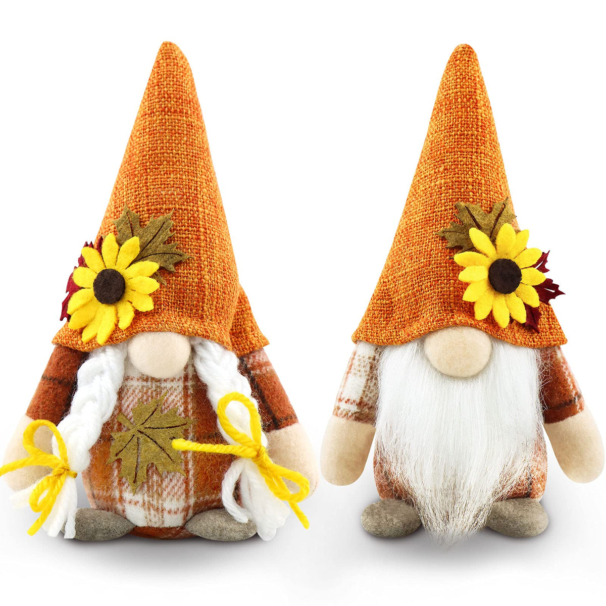 Godeufe Set of 2 Fall Gnomes Decoration Autumn Handmade Decor for Home Kitchen Tiered Tray Festival Party