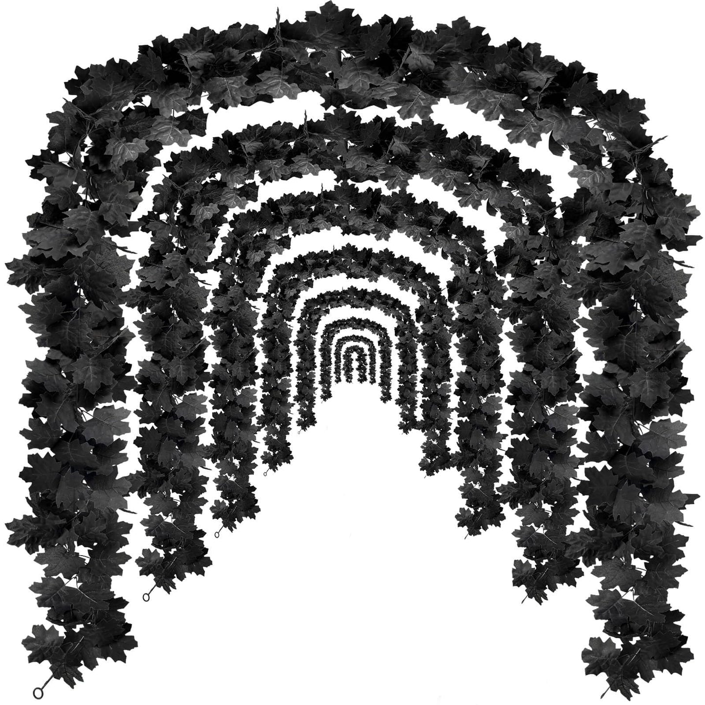 Black Leaf Garland, 4PCS Halloween Artificial Hanging Fall Leave Maple Vines, Fall Floral Garlands Thanksgiving Decor for Home Wedding Party (23.6FT)