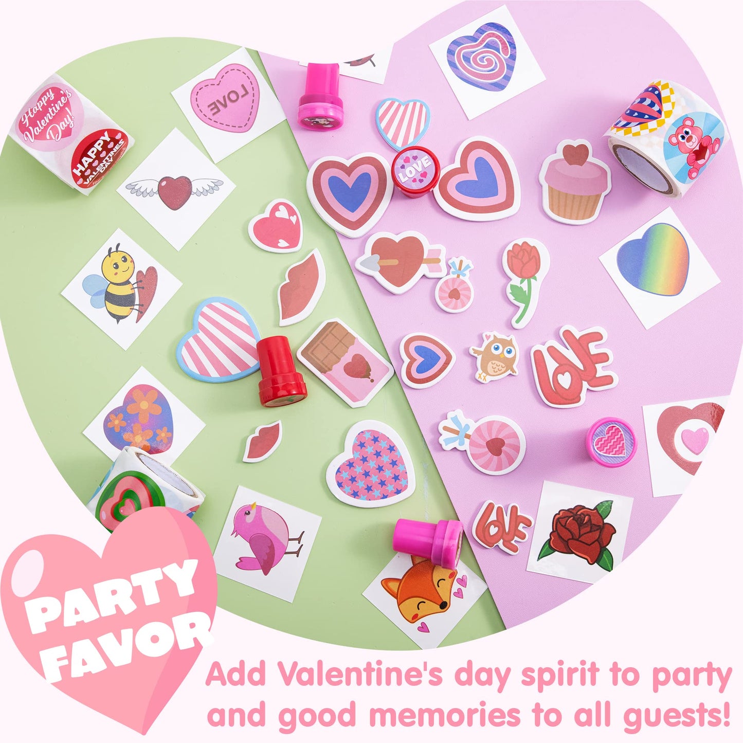JOYIN 700+ Pcs Valentines Day Stickers, Stampers & Tattoos Party Favor Supplies Craft Set, Foam Stickers for Kid Decorations, Photo Props, School Classroom Holiday Exchange Game Prizes, Art Craft