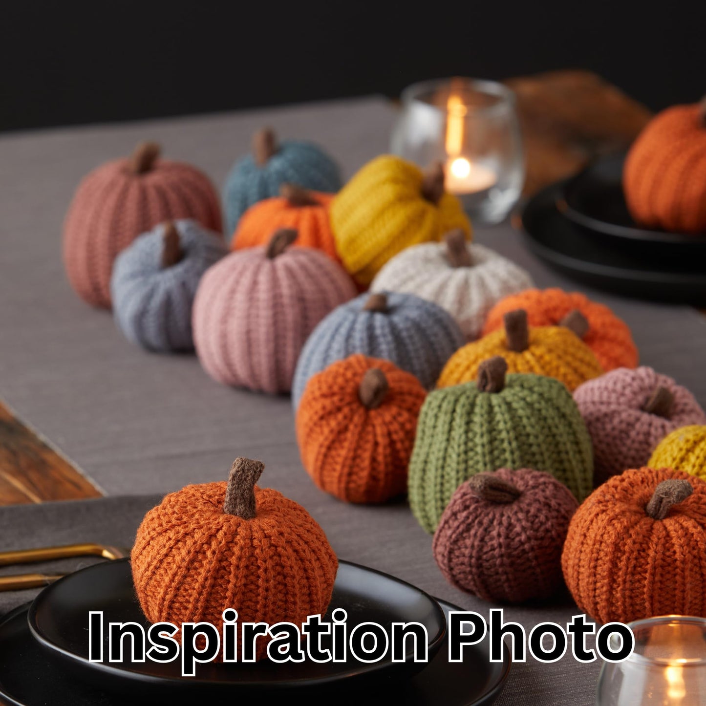 Mini knit pumpkins set of 5, fall favorite, gifts for women, autumn bowl fillers fall farmhouse tier tray decor, decorative pumpkins for friend (Mini Autumn Set)