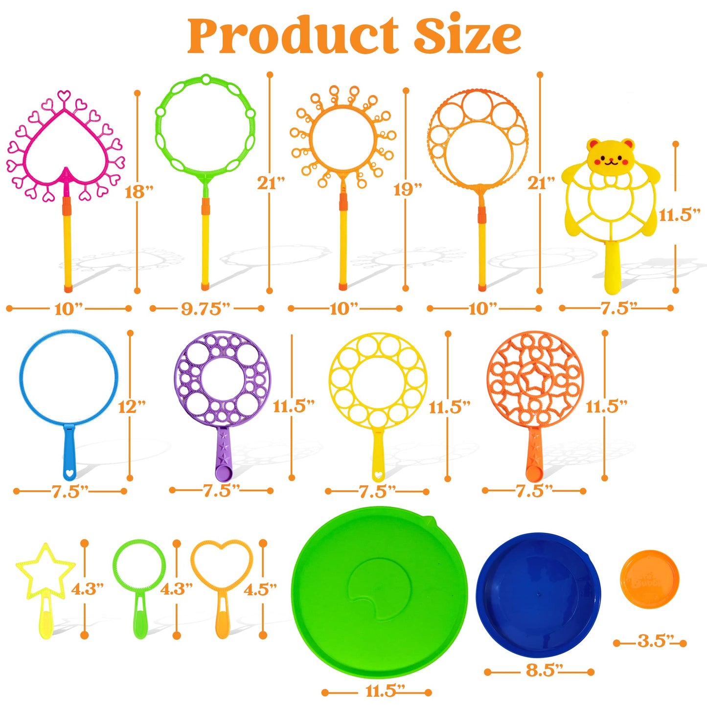 JOYIN Big Bubble Wands Set with with Tray, 21" Giant Bubble Wands Bulk for Kids, Summer, Outdoor Play Period & Birthday Party & Games, 6 Pcs Solution Suitable, Suitable for All Age People