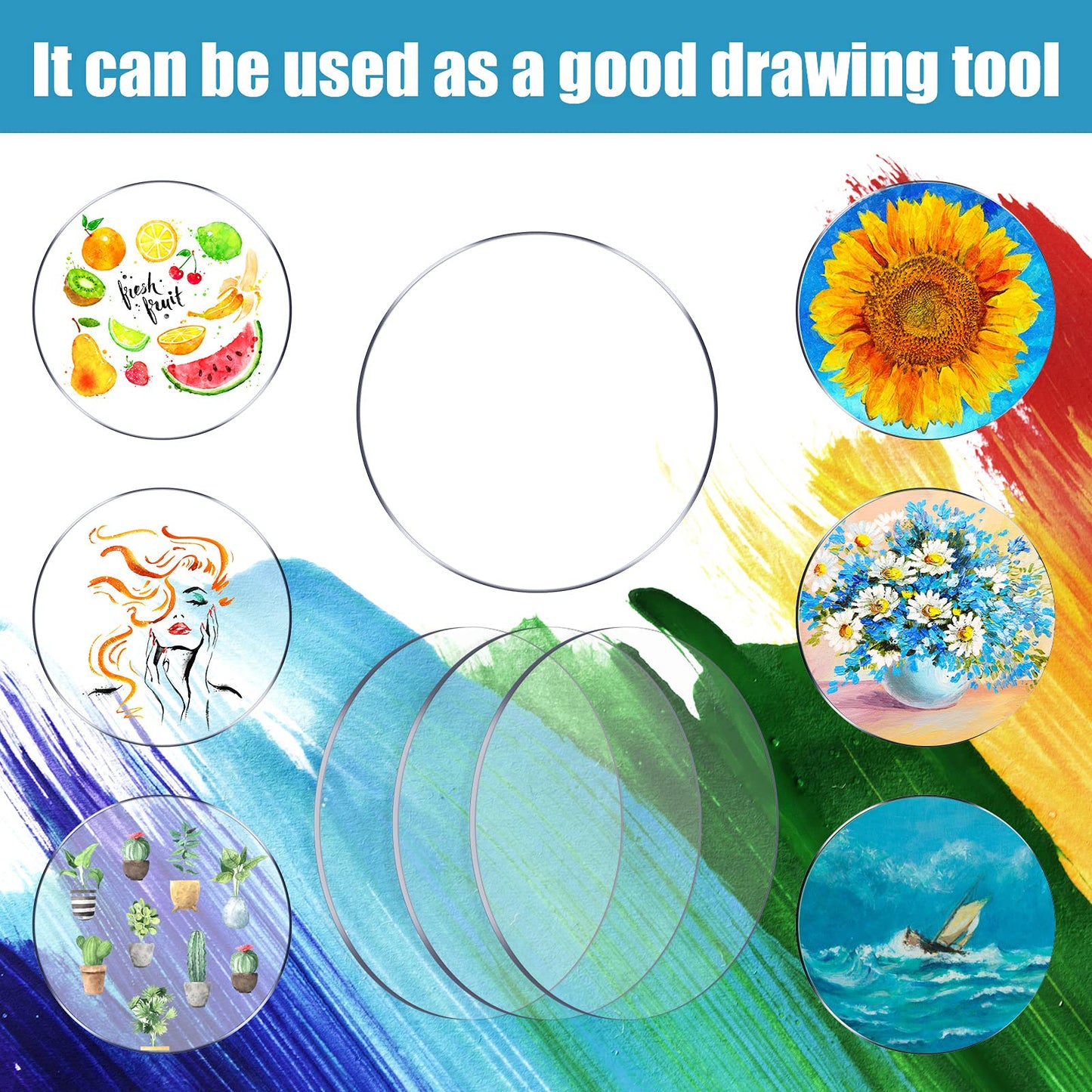 60 Pieces Transparent Acrylic Circle Discs Thick Round Acrylic Sheets Acrylic Circle Disc Ornament Blanks Clear Round Acrylic Ornaments for DIY Projects and Crafts (1.5 Inch)