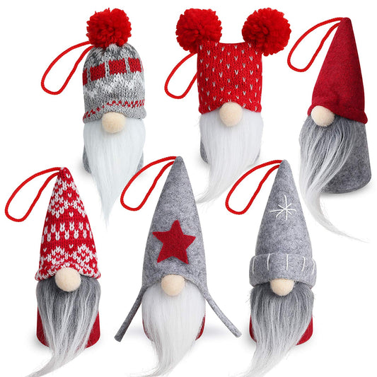 Gnome Christmas Ornaments Set of 6, Handmade Swedish Tomte Gnomes Decorative Ornaments Plush Christmas Decorations Tree Hanging Scandinavian Santa Elf Home Table Decor 2025