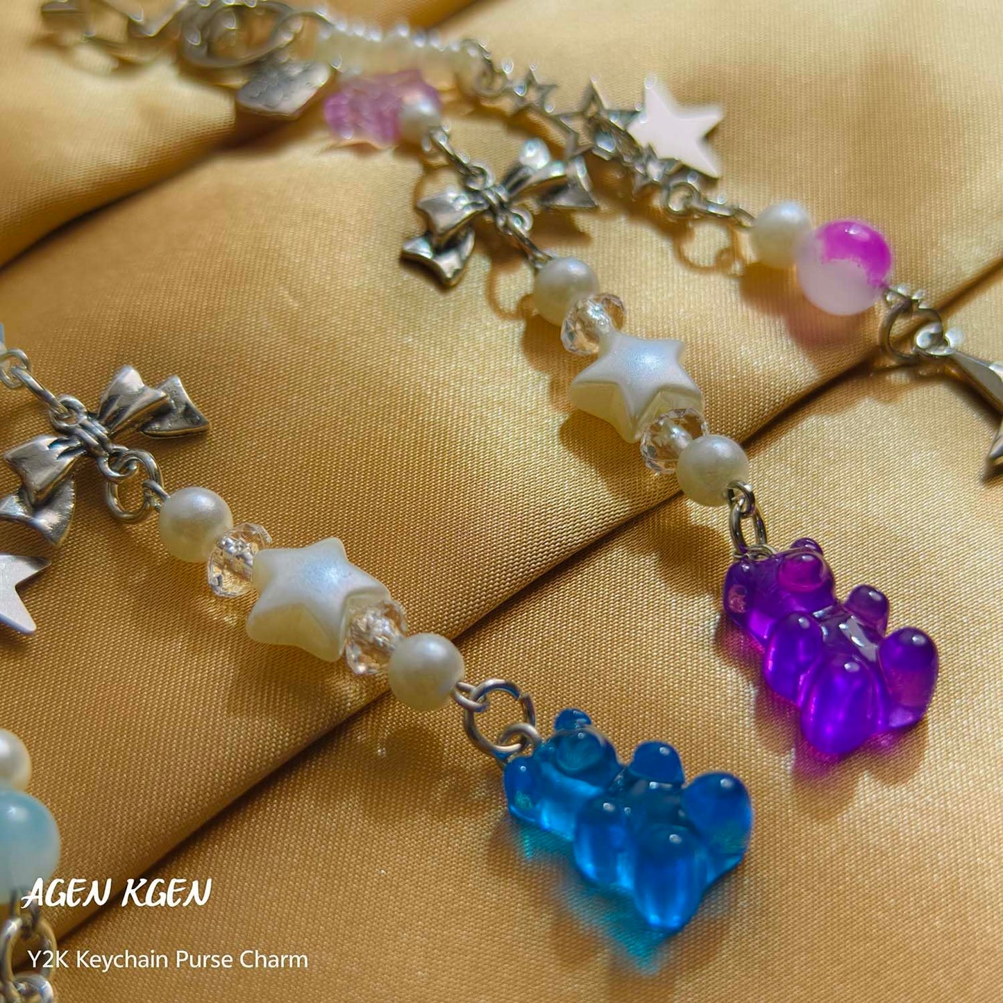 AGEN KGEN Novelty keychains Aesthetic Y2K Keychain Charms Stylish Keychains Accessories for Women Bag Purse Gifts (2x Star Pendant)