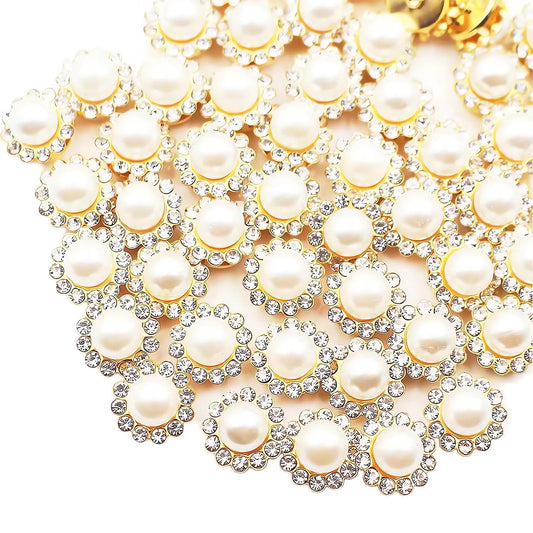 12mm 150pcs Imitation White Pearl Sew on Pearls Rhinestones, Crystal Glass Gem Jewels Sewing for Crafting, Metal Base Claw Sunflower Shape Round Rhinestones for Crafts, Clothes Shoes Hats Accessories