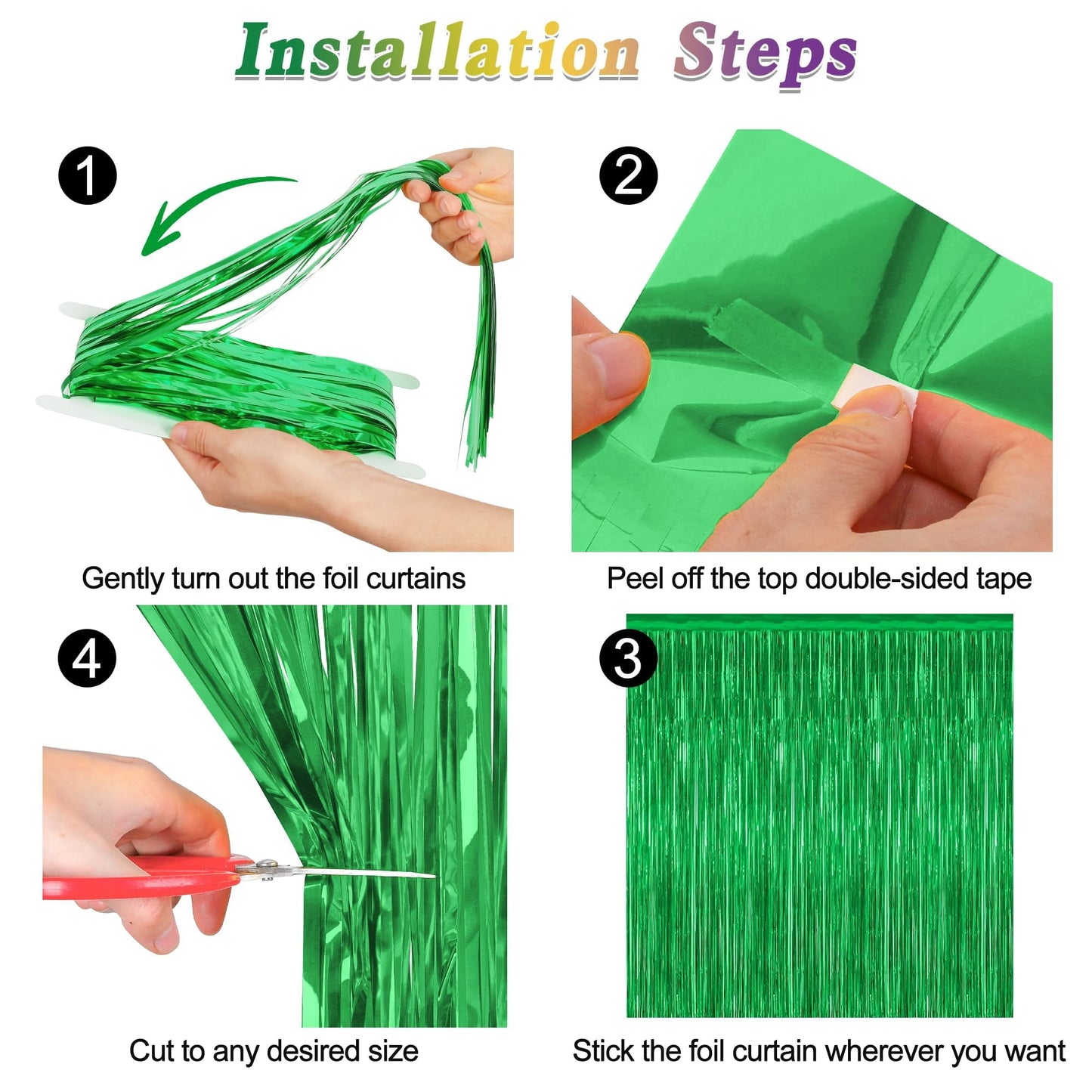 2 Pack Tinsel Backdrop, 3.28 FT x 7.05 FT Green Party Decorations, Metallic Football Backdrop Curtains Tinsel Curtains Streamer Backdrop, Party Supplies Wall Decor for Football Party Birthday