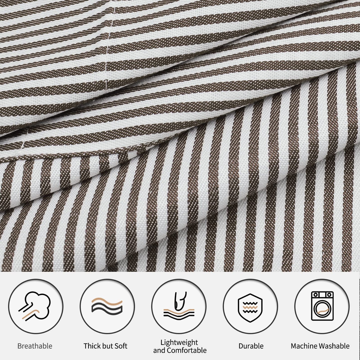 2 Pack Kitchen Cooking Aprons, Adjustable Bib Soft Chef Apron with 2 Pockets for Men Women(Black/Brown Stripes)