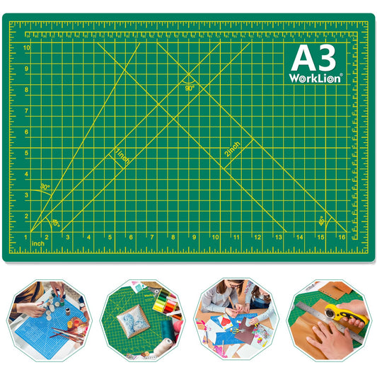 WORKLION 12" x 18" Art Self Healing PVC Cutting Mat, Double Sided, Gridded Rotary Cutting Board for Craft, Fabric, Quilting, Sewing, Scrapbooking Project……