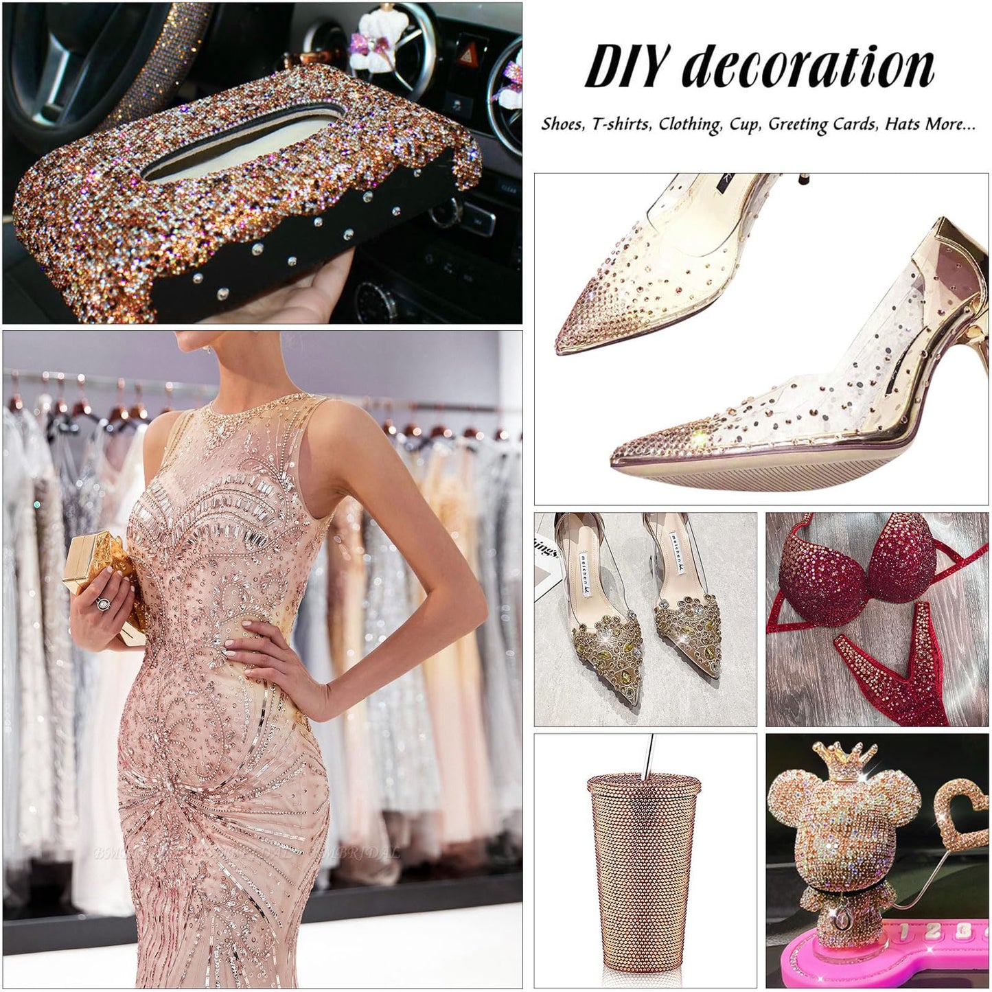 MEIBITE 6796PCS Smoked Topaz Hotfix Rhinestones Crystal Stones Glass for Fabric Clothes Shirts Sparkly Flat Back Round with Tweezers and Picking Pen (SS6~SS30 Set)