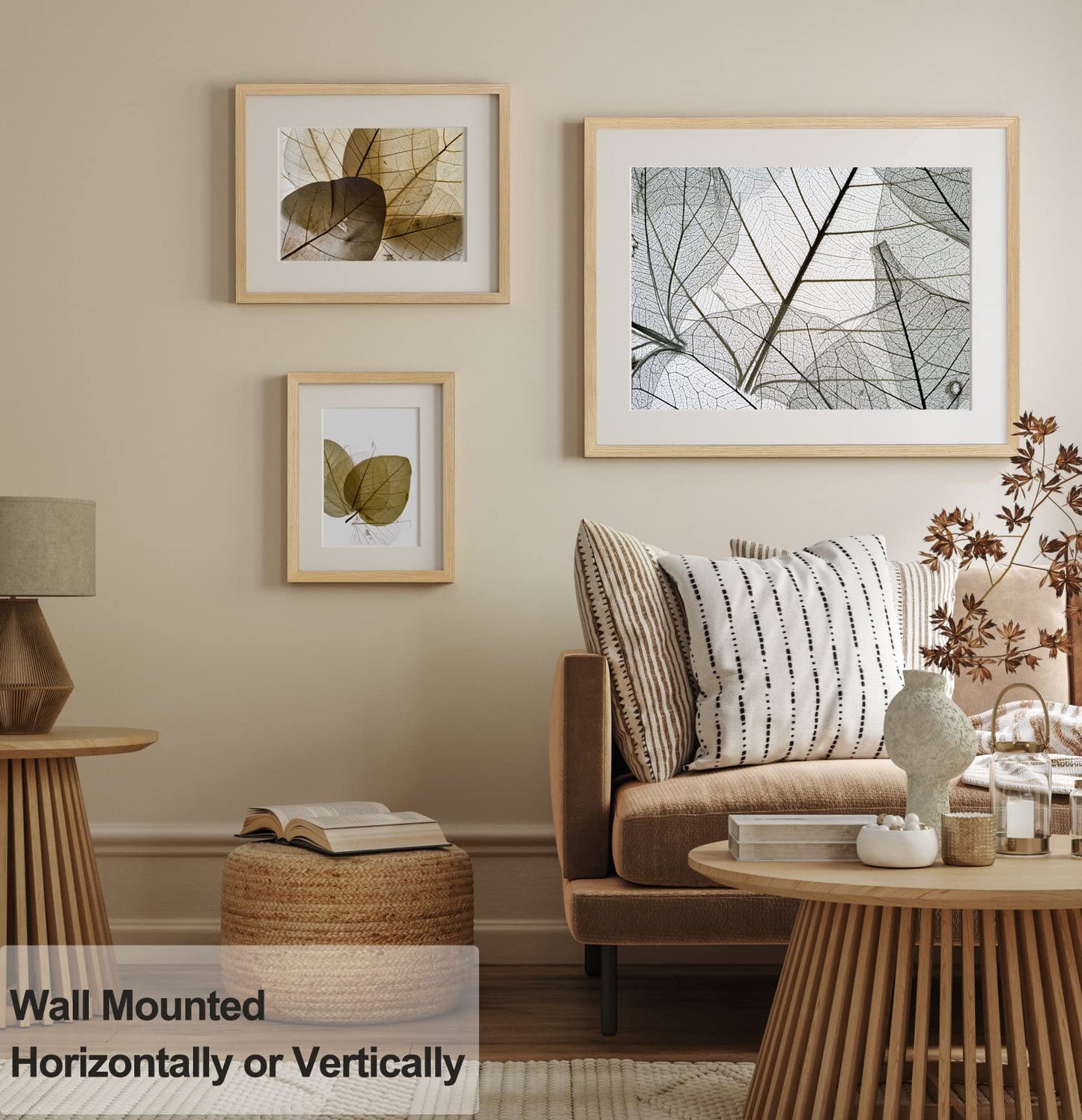 5x7 Oak Picture Frame with Mat for 4x6 Set of 2, Natural Solid Wood Photo Frames 5x7 with Tempered Glass, Display on Tabletop or Wall Mounting (2 Pack, Oak)