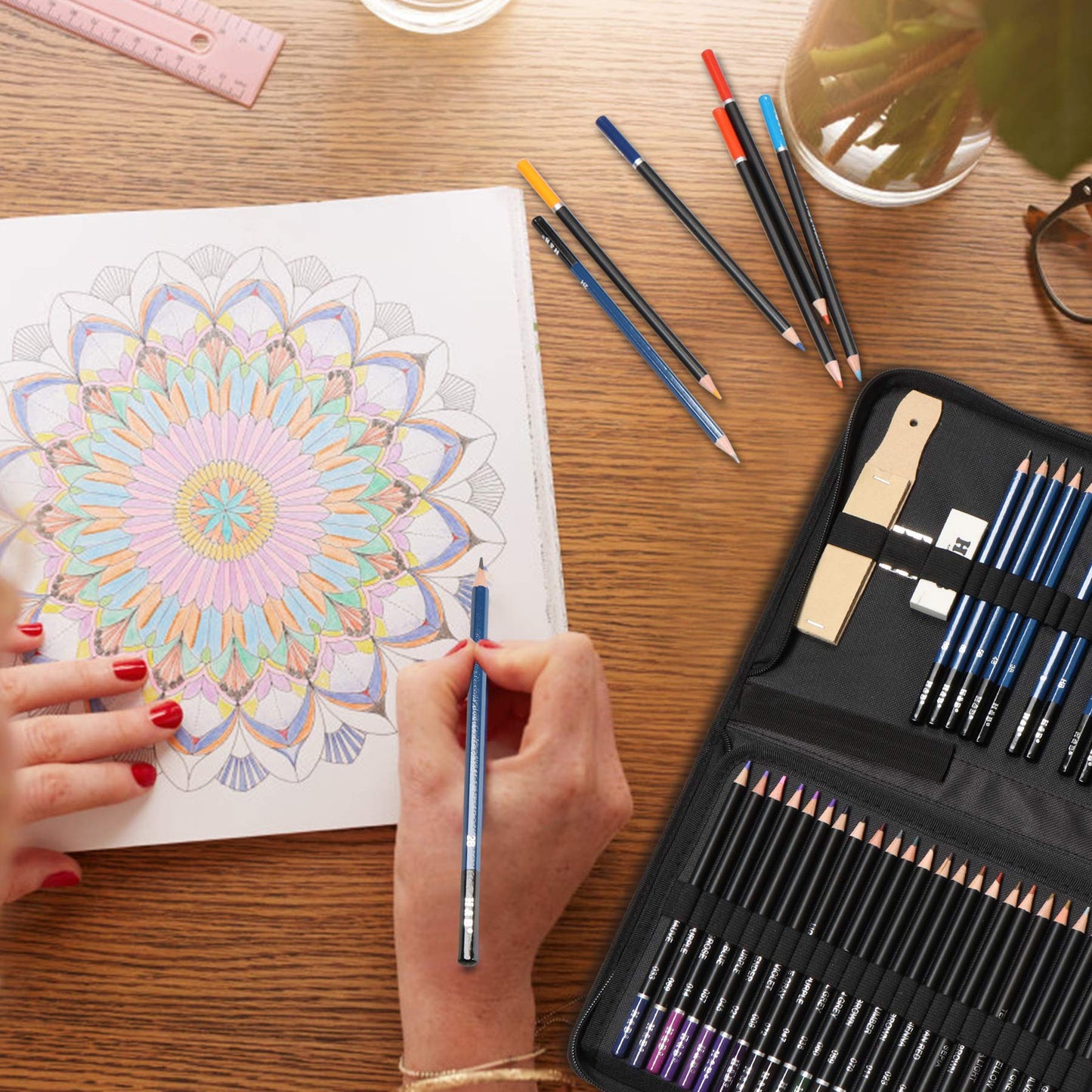 AONLSKH Art Supplies Drawing and Sketching Colored Pencils Set 96-Piece,Graphite Charcoal Professional Artists Pencils Kit,Gifts for Kids & Adults Drawing Tool Set