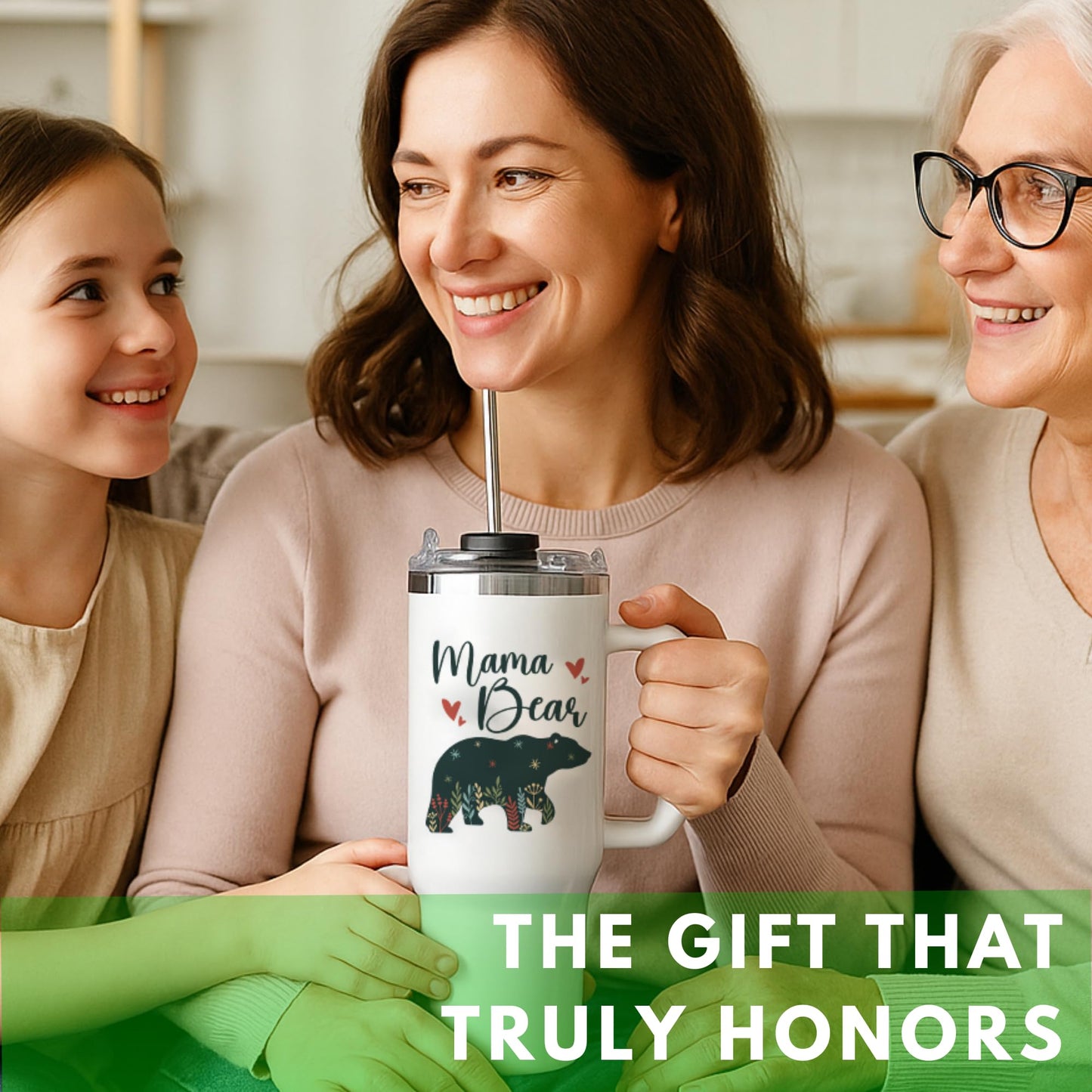 Mothers Day Gifts For Mom - Mama Bear Tumbler With Handle 40oz, Mommy Coffee Mug, Mama Tumblers, Momma Gift Ideas, Funny Birthday Present For Her, Cute Mother Day Gift Tumbler, Mom Cup