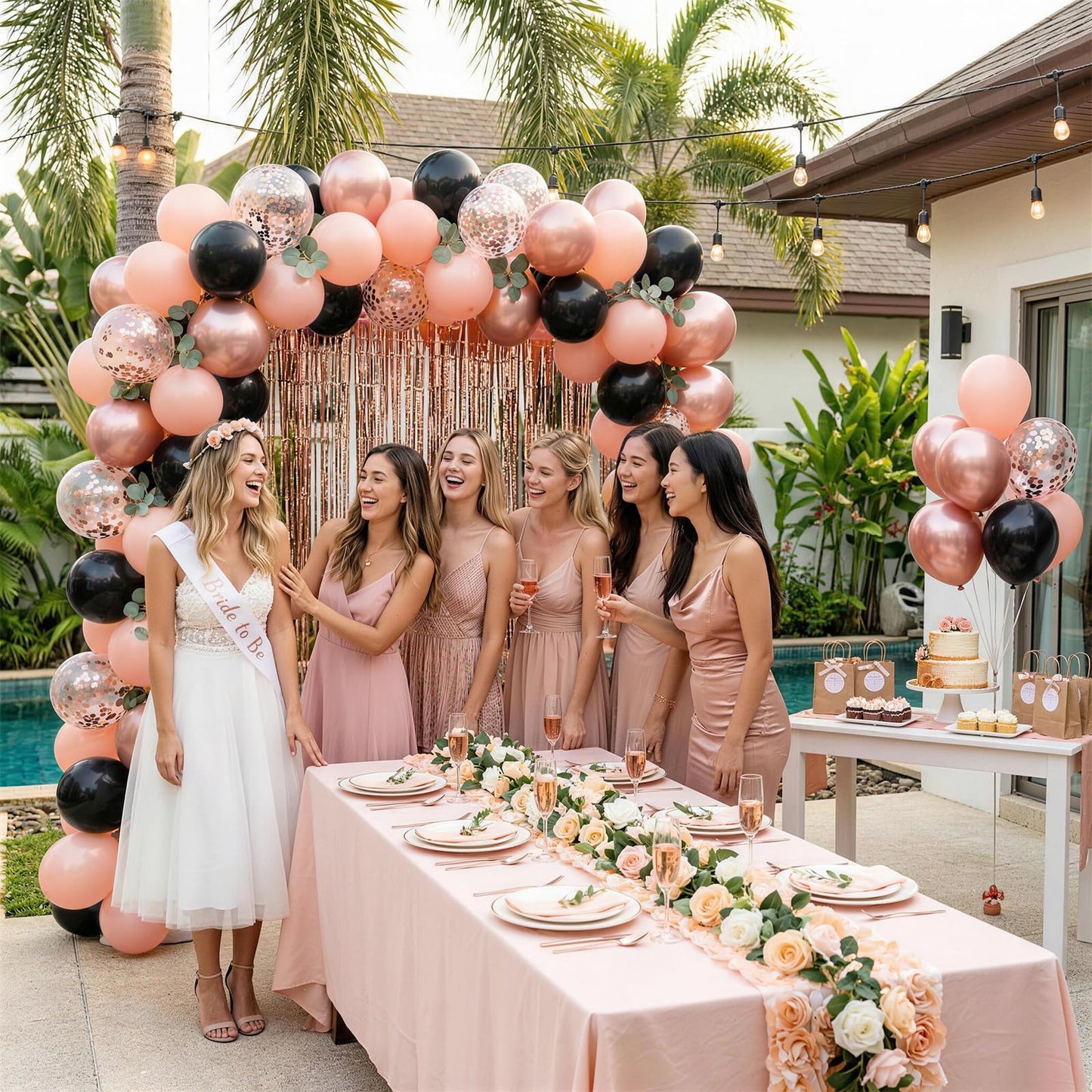 HILAVO Rose Gold and Black Balloons, 12Inch Metallic Rose Gold and Confetti Latex Balloons for Girls Women Birthday Graduation Baby Bridal Shower Party Decorations
