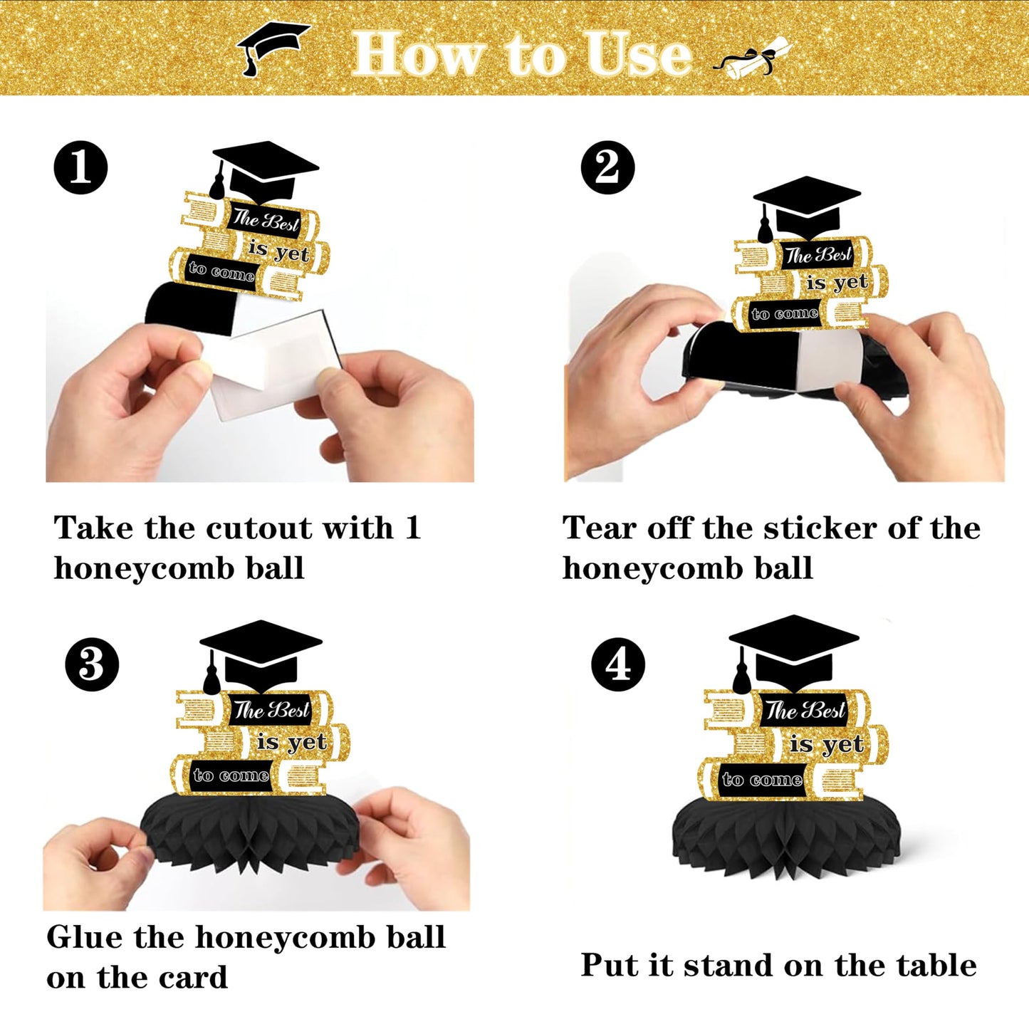 Black and Gold Graduation Decorations 2026 Class of 2026 Decorations - Includes 32 Inch Gold 2026 Balloons, Congrats Grad Banner, Tablecloth, Sash, Centerpieces - College High School Party Supplies