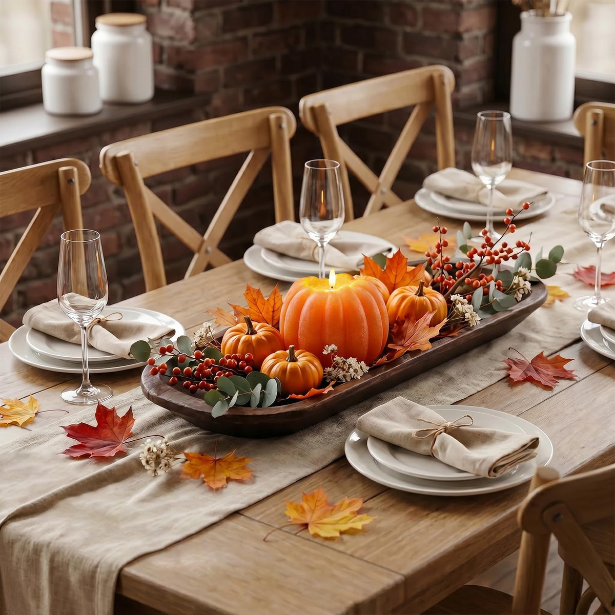 Fall Decor, Fall Decorations for Home Large Flameless Pumpkin Candle Orange