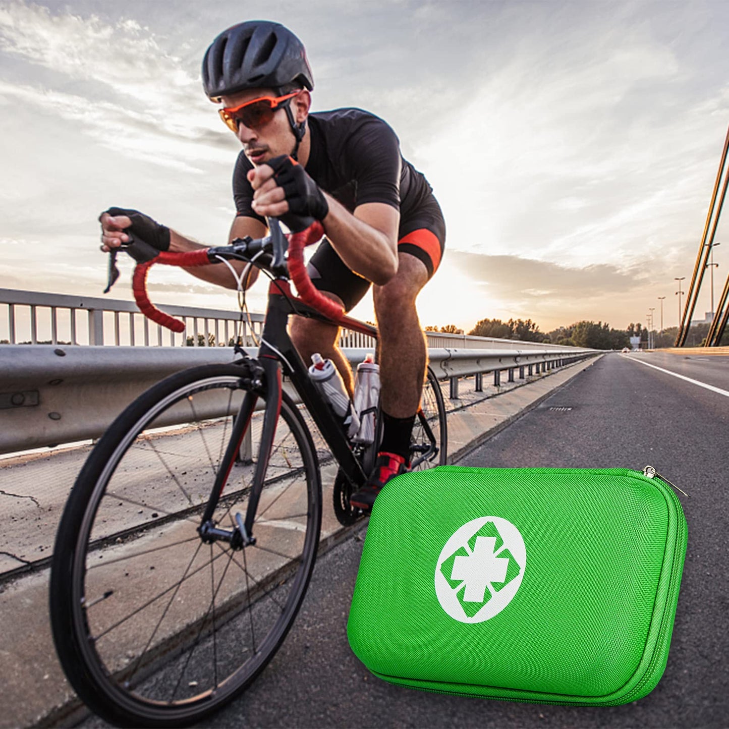 276 Car First Aid Kit for Business, Portable First Aid Kits Travel Szie Emergency Essentials Supplies for Outdoor Activities Skating Boating, Green AMORNING