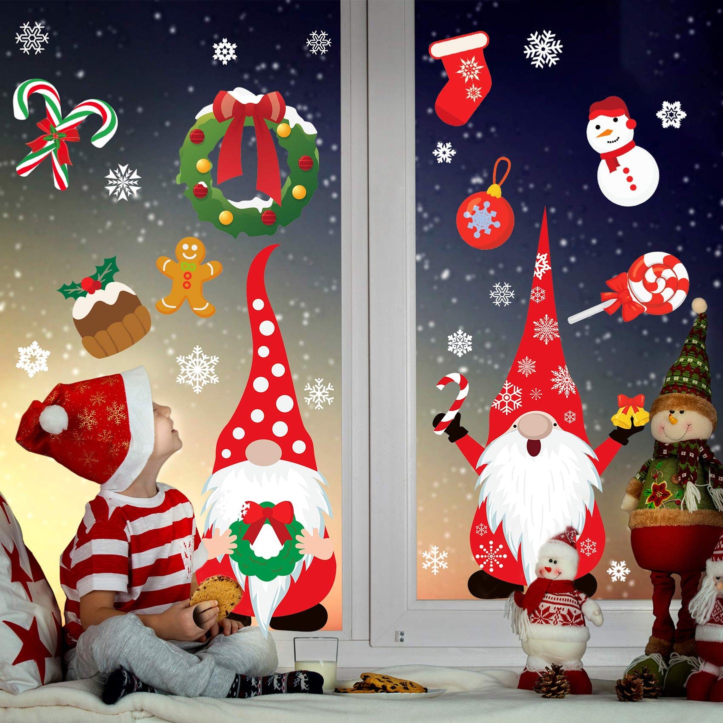 Christmas Window Clings - 316PCS Christmas Decorations Window Stickers Decals for Glass Windows Office Home Indoor Outdoor