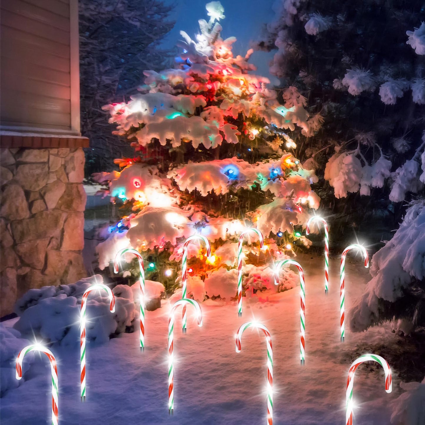 20PCS Replacement Stakes for Christmas Candy Cane Lights Outdoor, Plastic Candy Cane Pathway Markers Lights Spike Replacer, Size 0.68 * 6.05 Inches, Used to Maintain Candy Cane Pathway Lights 1