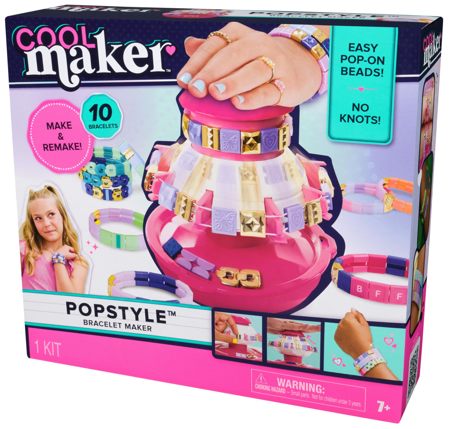 Cool Maker, PopStyle Bracelet Making Kit with 170 Beads, Make & Remake 10 (Packaging May Vary), Arts and Crafts Jewelry Kit, Kids Toys for Ages 7 and up