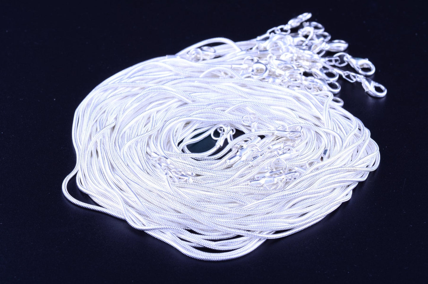 Snake Chain Necklace White Brightening 24pcs 925 Silver Plated 1.2mm DIY Shining Link with Lobster Clasps for Jewelry Making (16 inch, Shining White Brightening)