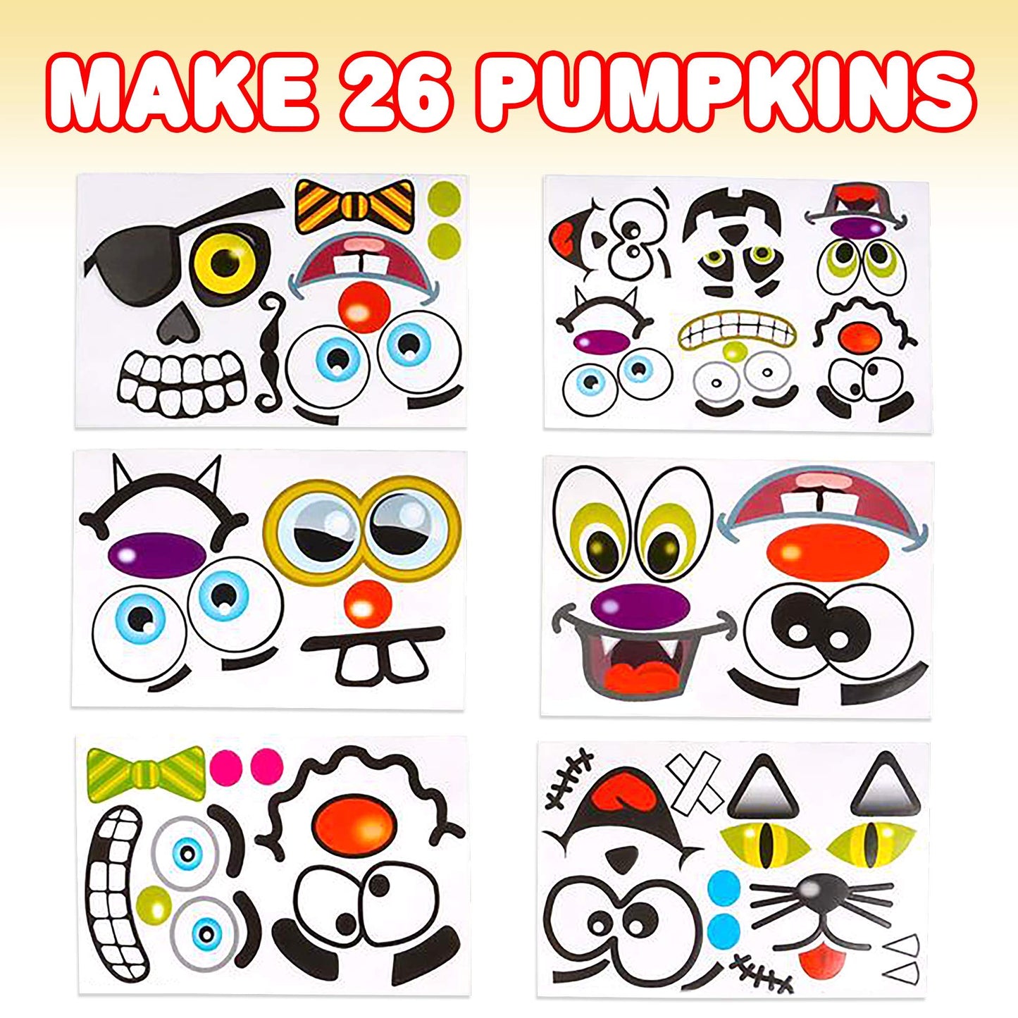 ArtCreativity Halloween Pumpkin Stickers for Decorating - 12 Sheets - Jack-o-Lantern - Cute Halloween Toddler Decor Idea - Pumpkin Party Favors