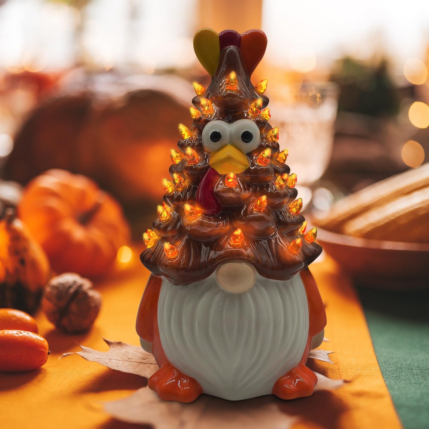 Thanksgiving Decorations, Thanksgiving Gnomes Ceramic Tree Decor, Ceramic Turkey Gnome Tree Decor, Turkey Decorations Indoor